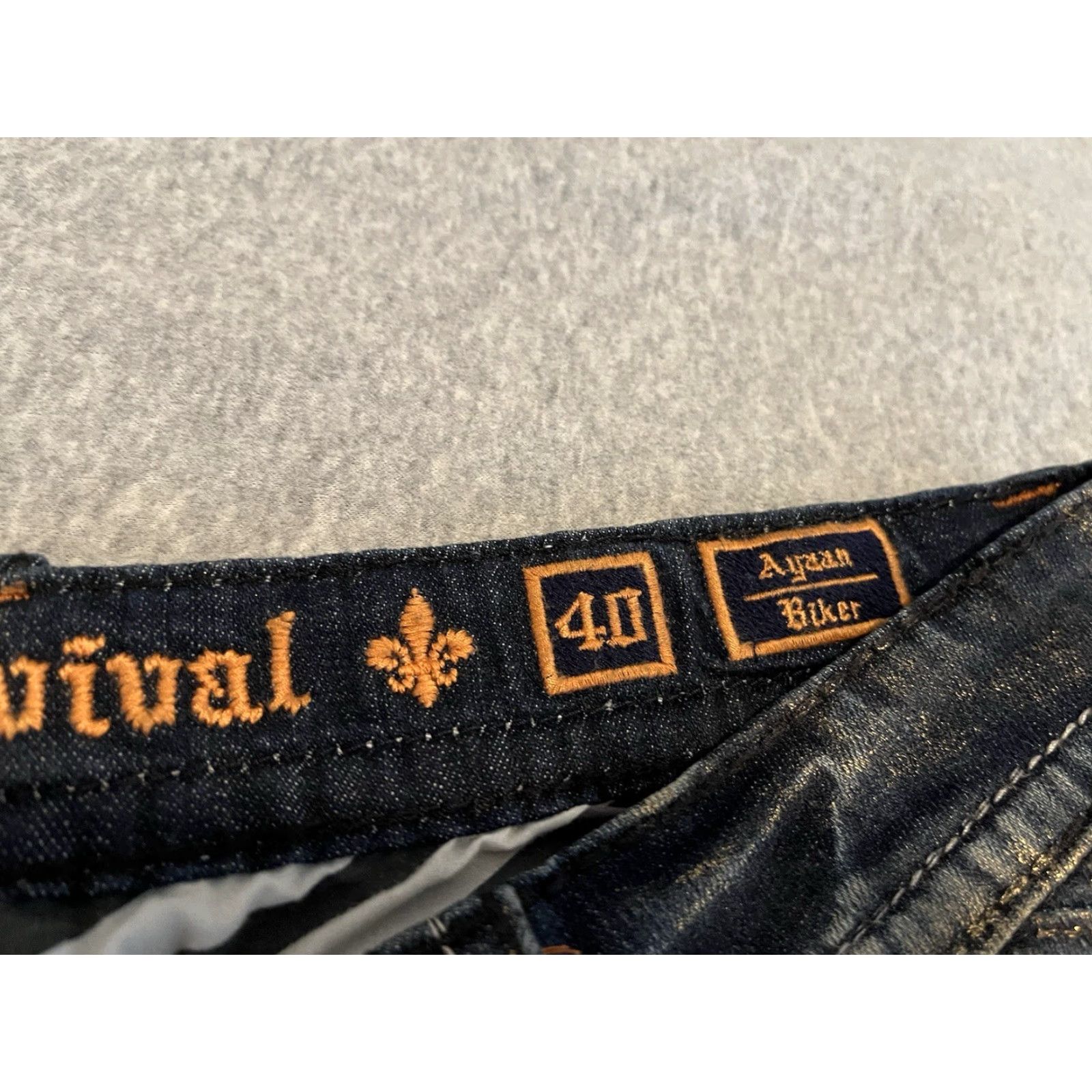Vintage VINTAGE Rock Revival Jeans Distressed Biker Mens 40x34 Gold NWT Size US 40 / EU 56 - 2 Thumbnail
