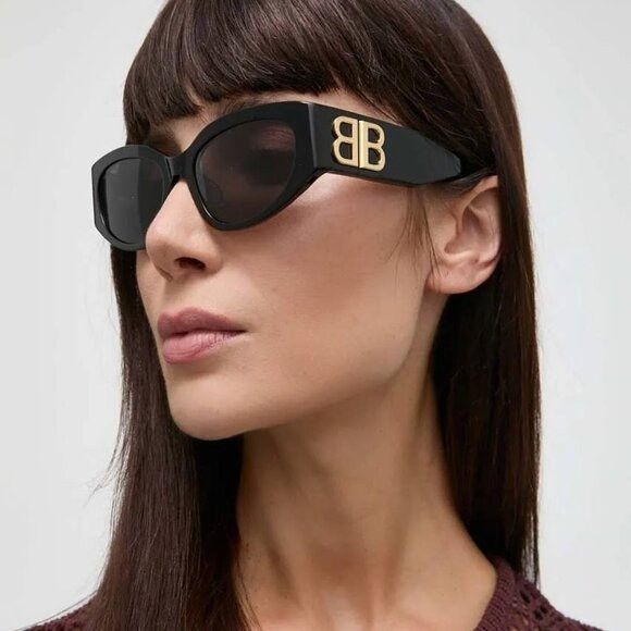 image of New Balenciaga Bb0324Sk 002 Black / Grey Sunglasses, Women's
