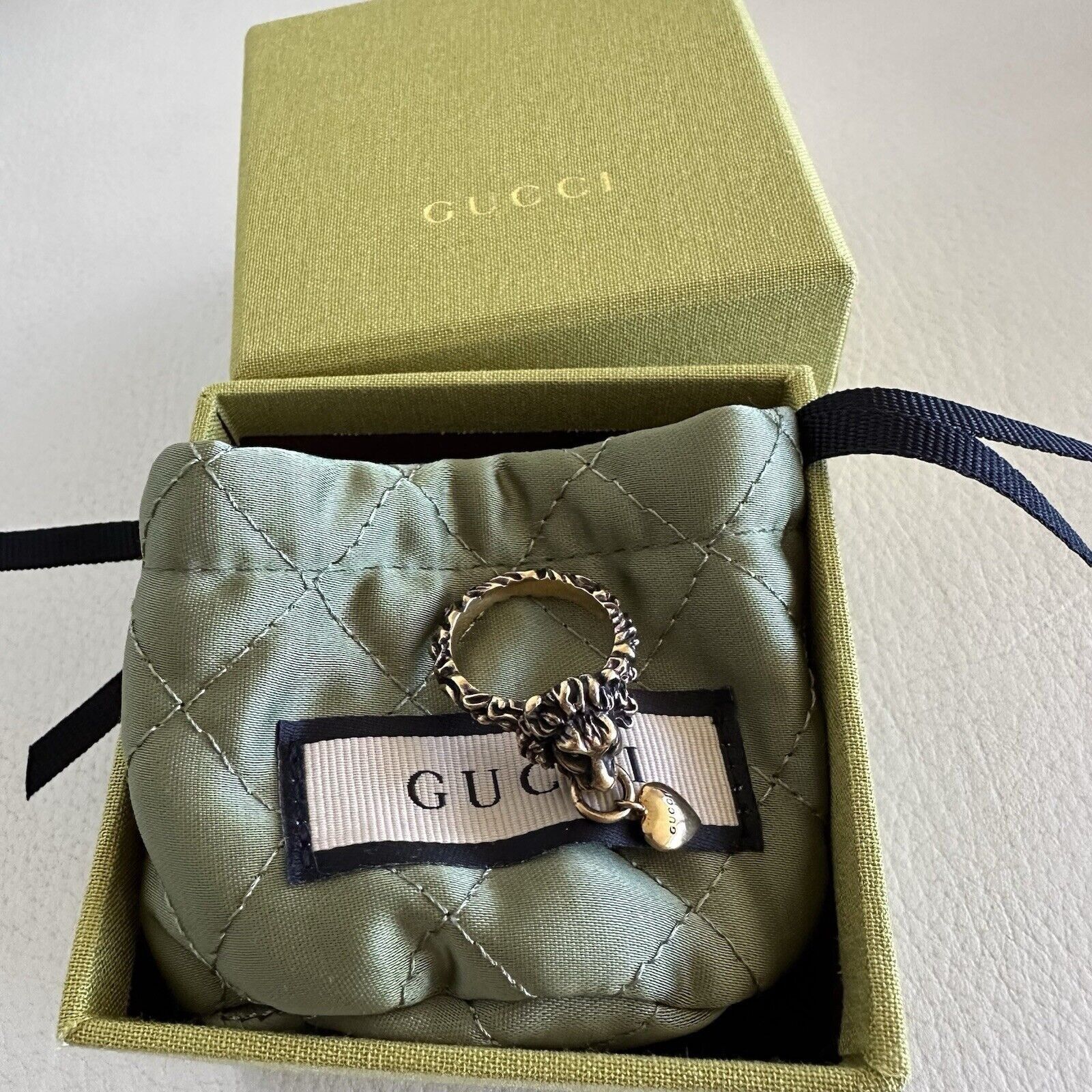 Gucci NEW Gucci Ring Lion Head Heart Gold Tone Metal Sz S Size ONE SIZE - 2 Thumbnail