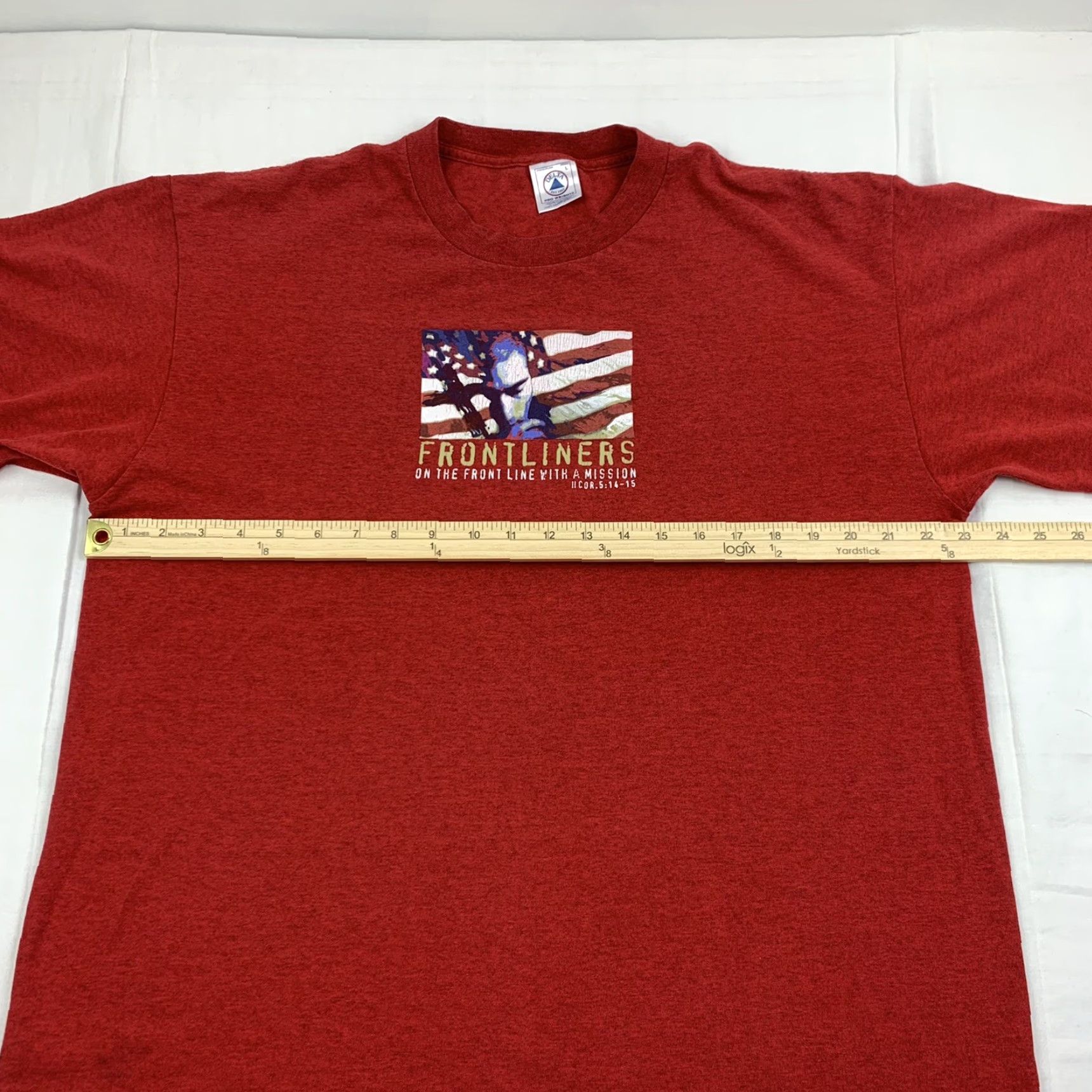 Delta VINTAGE Frontliners Tour T Shirt Mens Adult Large Red 90s Religion Church Jesus Nike? Size US L / EU 52-54 / 3 - 6 Thumbnail