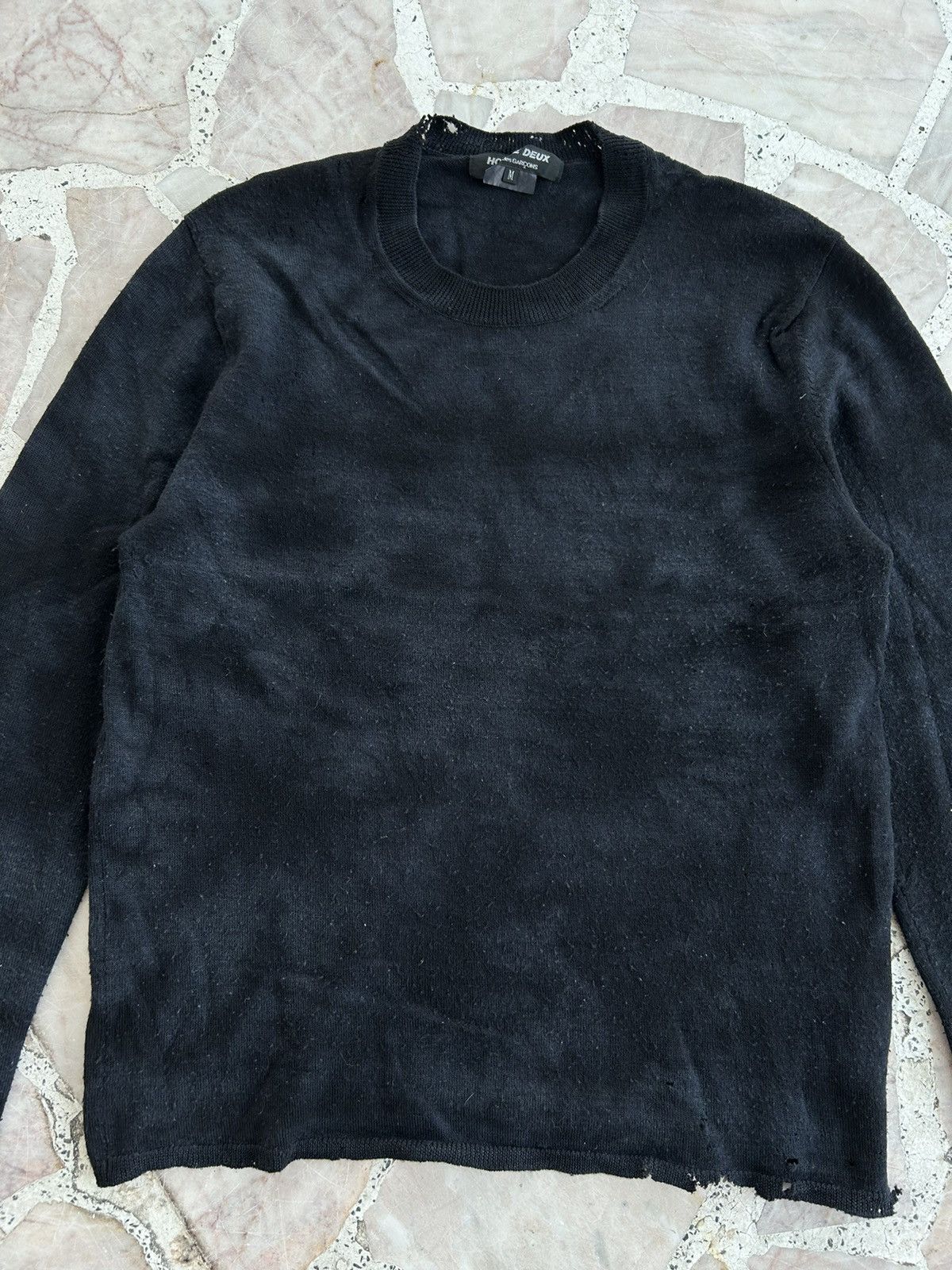 Comme des Garcons Homme Deux CDGHD Wool Fleece Dristresseed Longsleeve Size US L / EU 52-54 / 3 - 4 Thumbnail