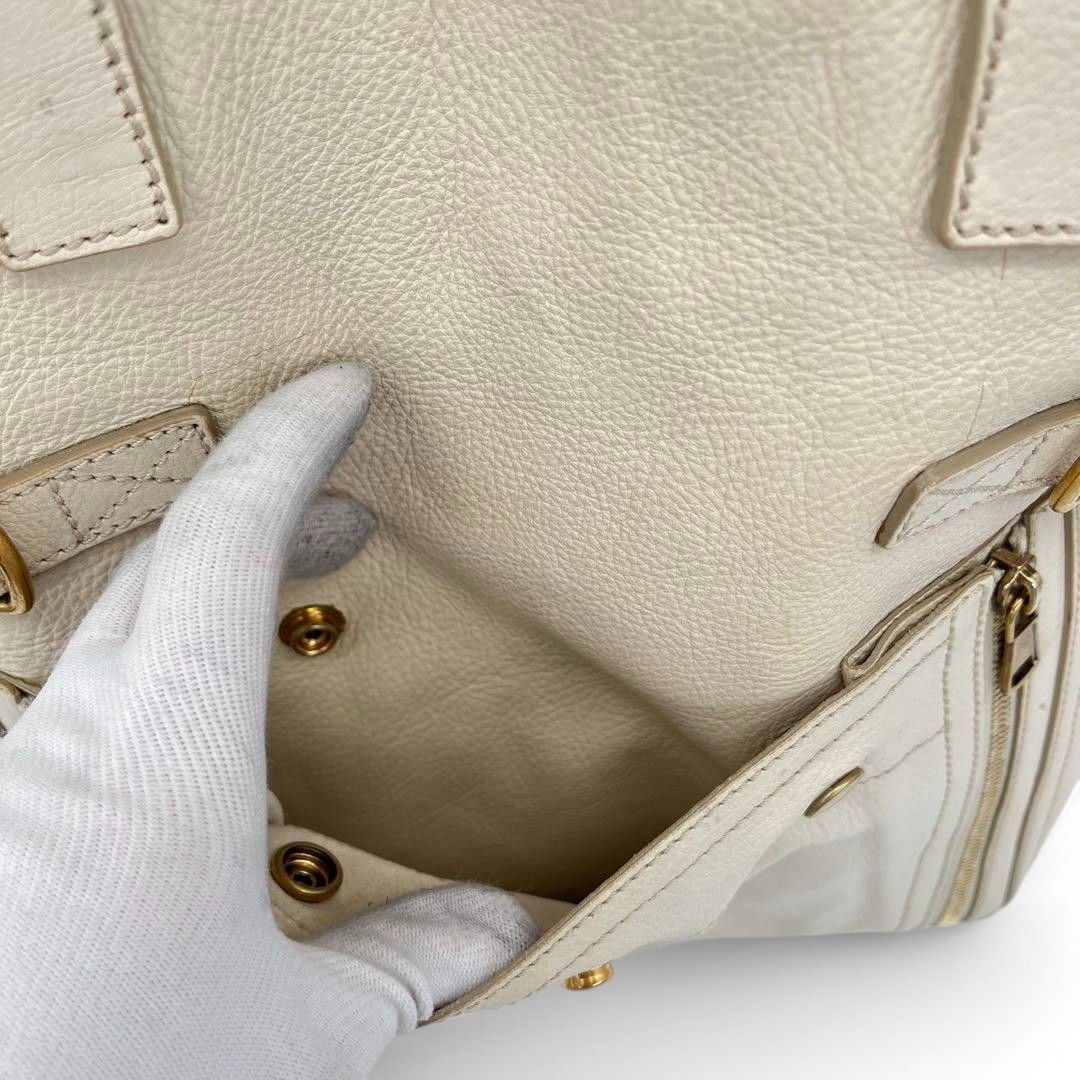 Yves Saint Laurent Yves Saint Laurent - Cassandra Handbag YSL Leather White Size ONE SIZE - 7 Thumbnail