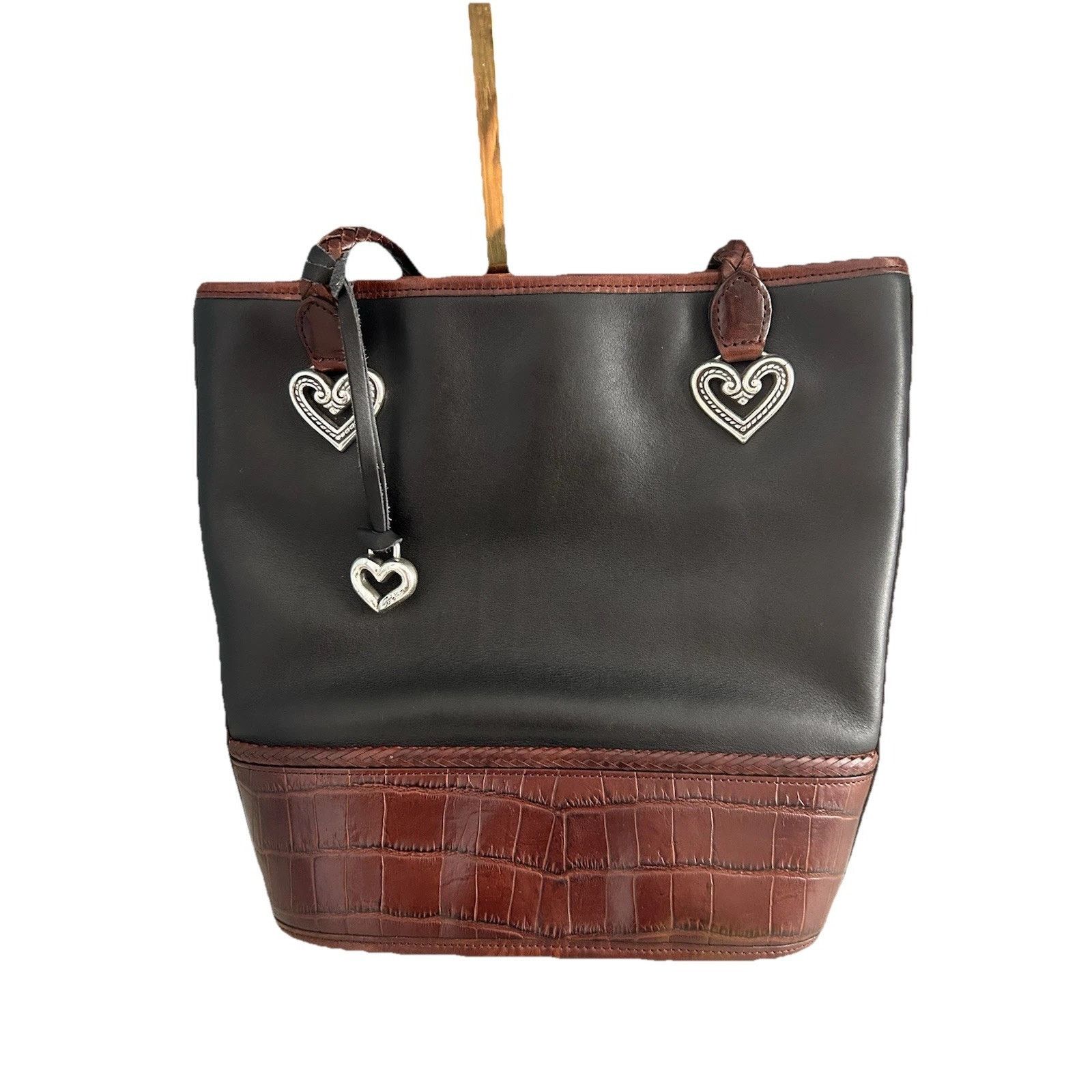 Brighton Vintage Brighton Black Leather Caroline Bag Purse Hearts Size ONE SIZE - 18 Thumbnail
