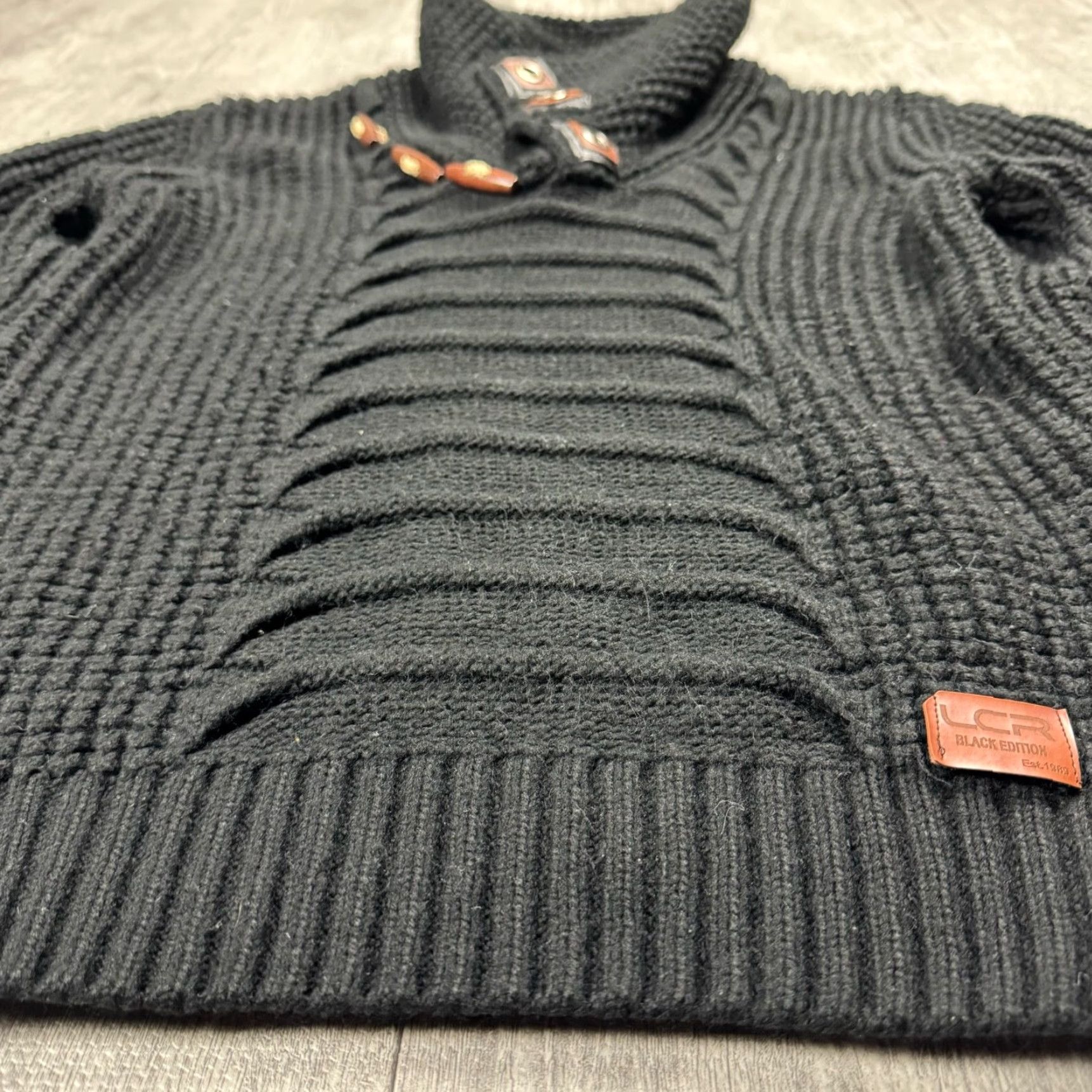 Vintage LCR 89 Black Edition Chunky-Knit Pullover Sweater Mens Size M Black Toggle Button PUNK Size US M / EU 48-50 / 2 - 7 Thumbnail
