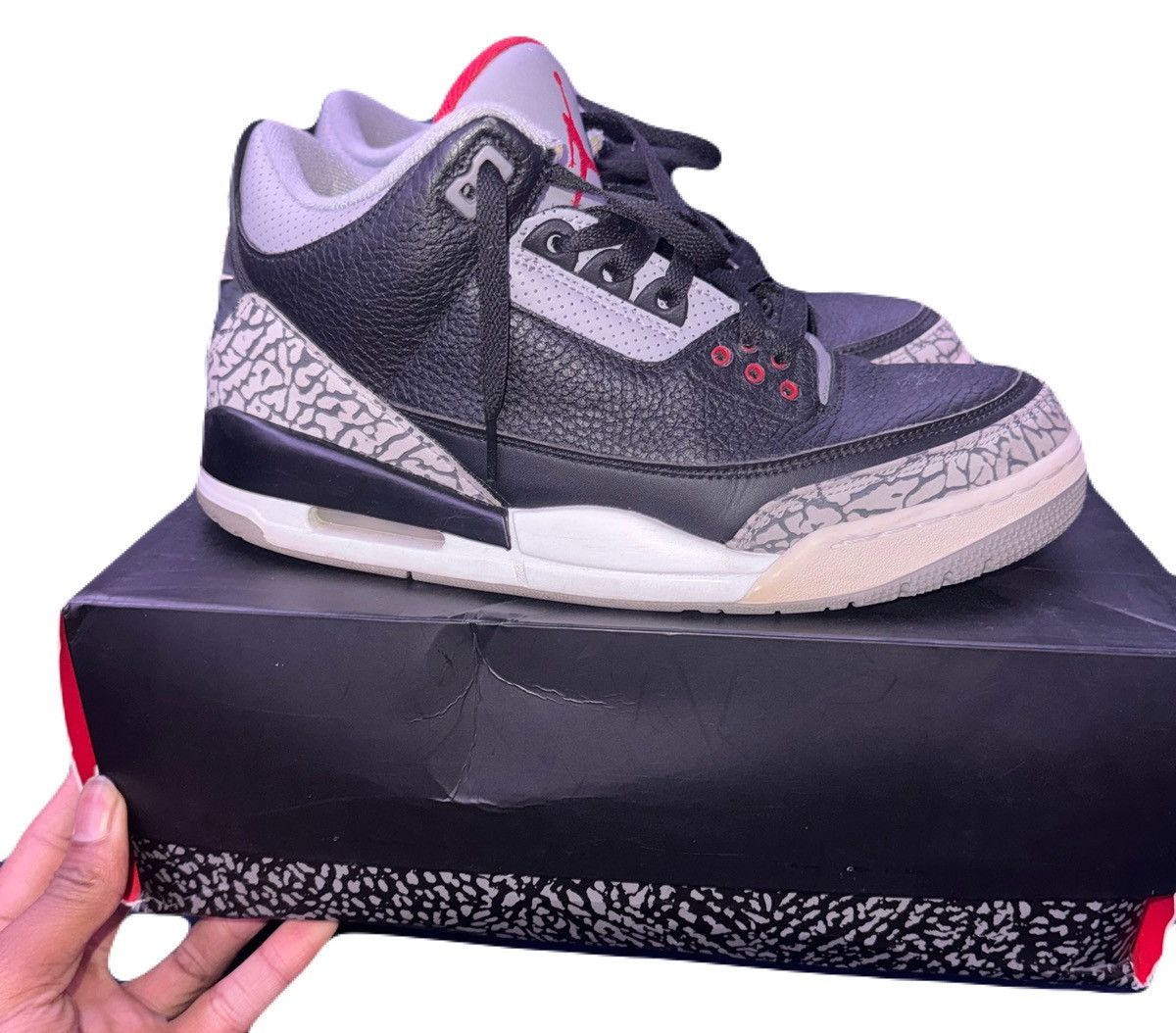 Jordan Brand × Nike Air Jordan 3 Retro Black Cement Size US 9.5 / EU 42-43 - 3 Thumbnail