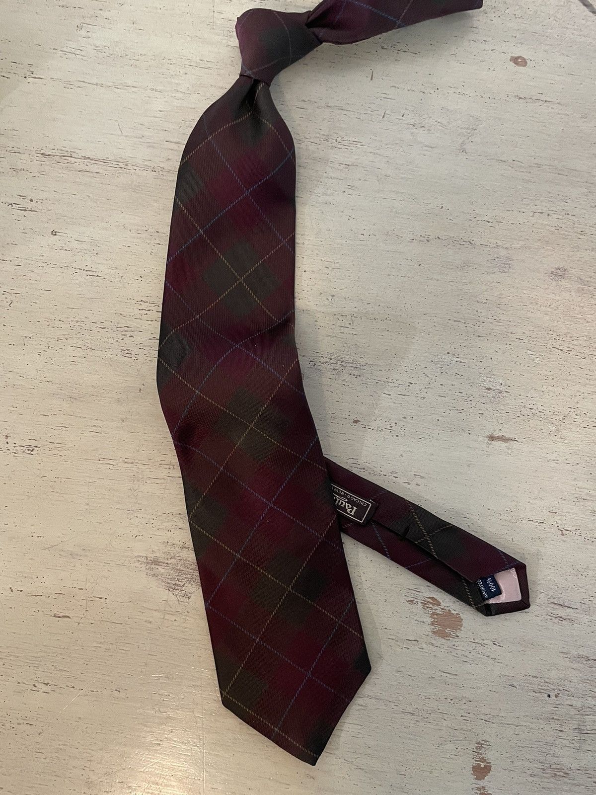 Paul Stuart Plaid Print Woven Silk Tie Size ONE SIZE - 1 Thumbnail