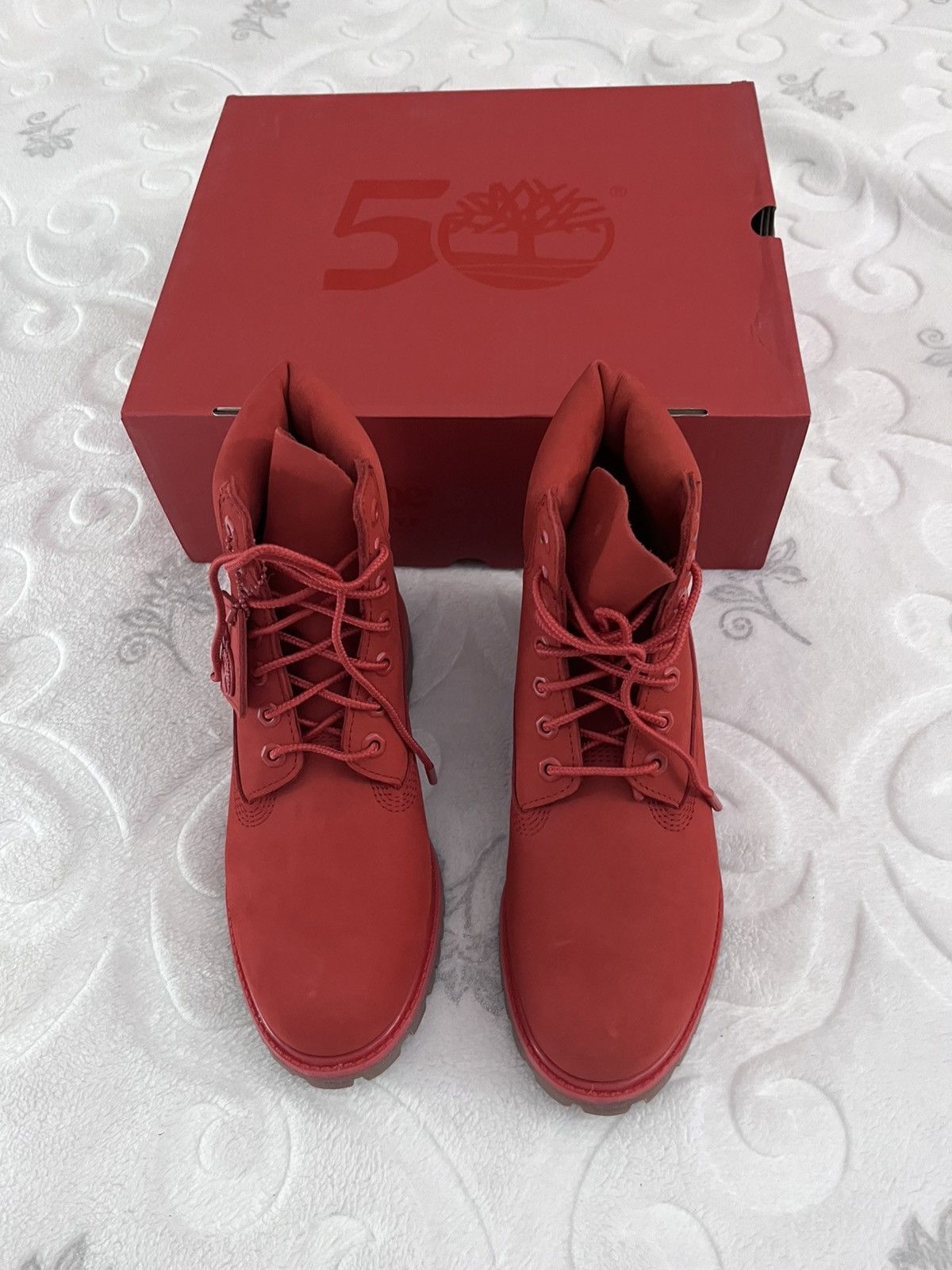 Timberland Brand new Timberland boots in a striking all-red colorway. Size US 7.5 / EU 40-41 - 2 Thumbnail