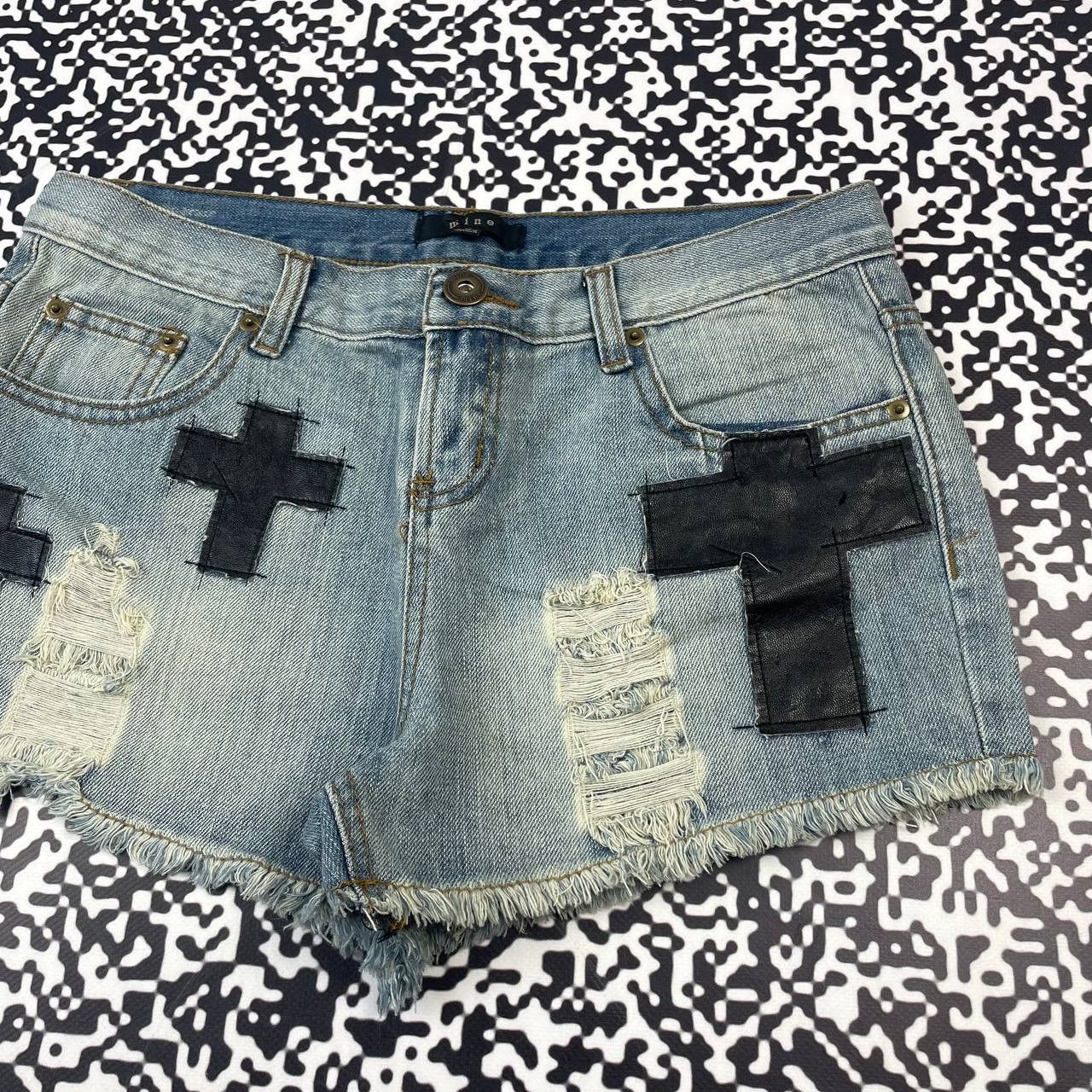 Seditionaries Vintage Y2K Japanese Cross Logo Mini Shorts Sexy Retro Style Size 29" - 8 Thumbnail