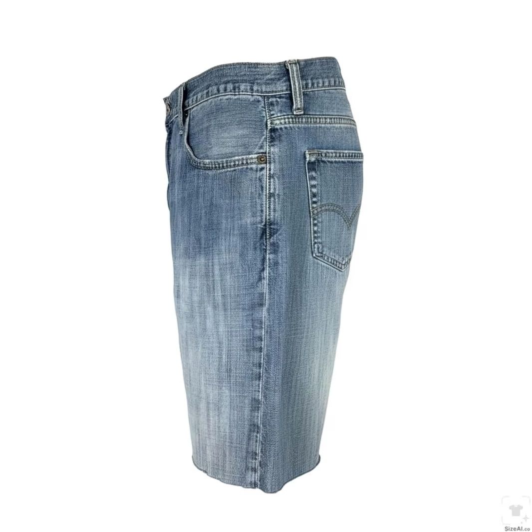 Levi's Levi's 569 Shorts 38 Blue Bermuda Distressed 5-Pocket Zip Fly Raw Hem Casual Mens VINTAGE? Size US 38 / EU 54 - 3 Thumbnail