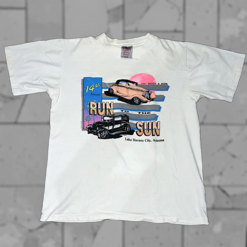 Vintage **VINTAGE SINGLE STITCH WHITE T-SHIRT MEN'S SIZE L** User: Vintage Single Stitch 14th Annual Run to the Sun White T-Shirt Men's Size L Size US L / EU 52-54 / 3 - 1 Thumbnail