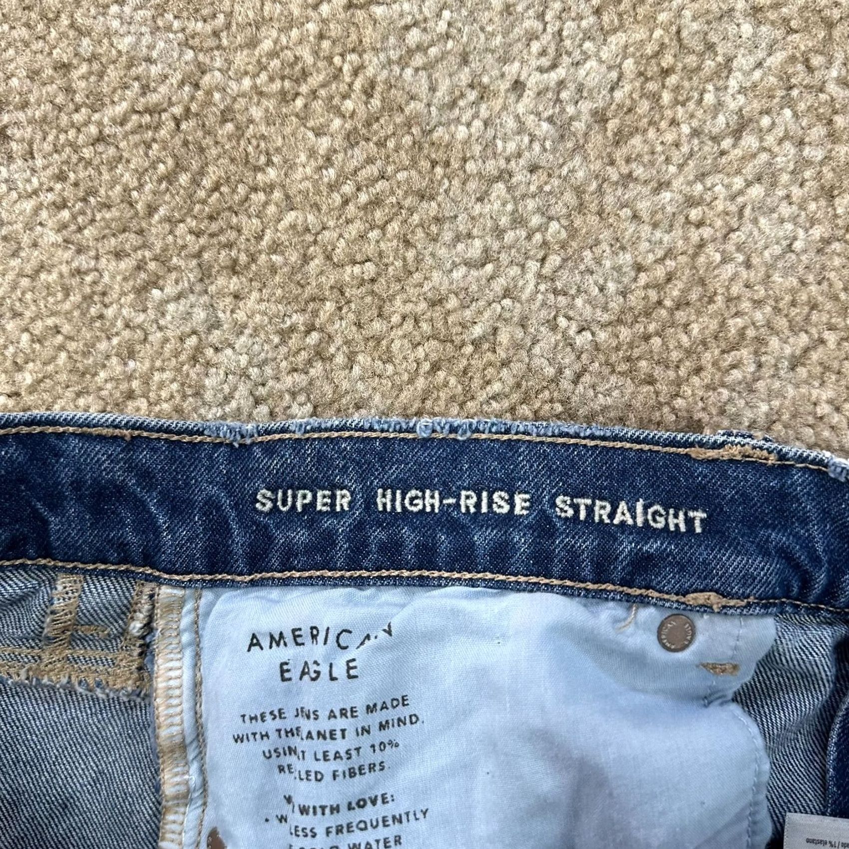 American Eagle Outfitters American Eagle High Straight Leg Jeans Women 16s Blue Denim stretch Super Size 38" / US 16 / IT 52 - 4 Thumbnail
