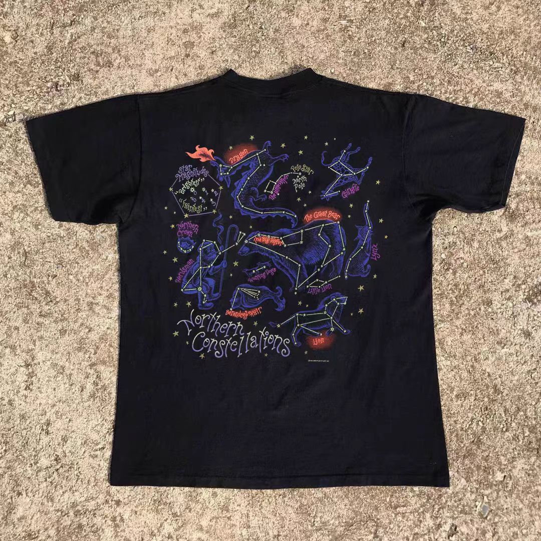 Japanese Brand × Vintage Black street fashion retro star pattern loose t-shirt Size US M / EU 48-50 / 2 - 1 Thumbnail
