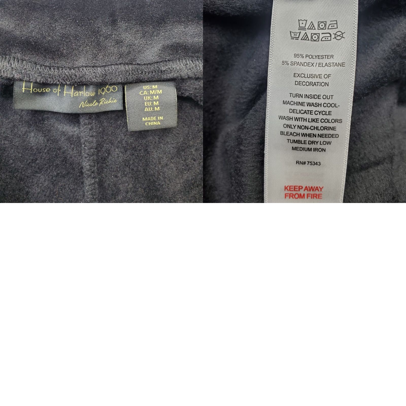 House of Harlow House Of Harlow 1960 Velour Pants Womens M Black Fleece Lined Tapered Leg Shirt/Pants Size 32" / US 10 / IT 46 - 8 Thumbnail