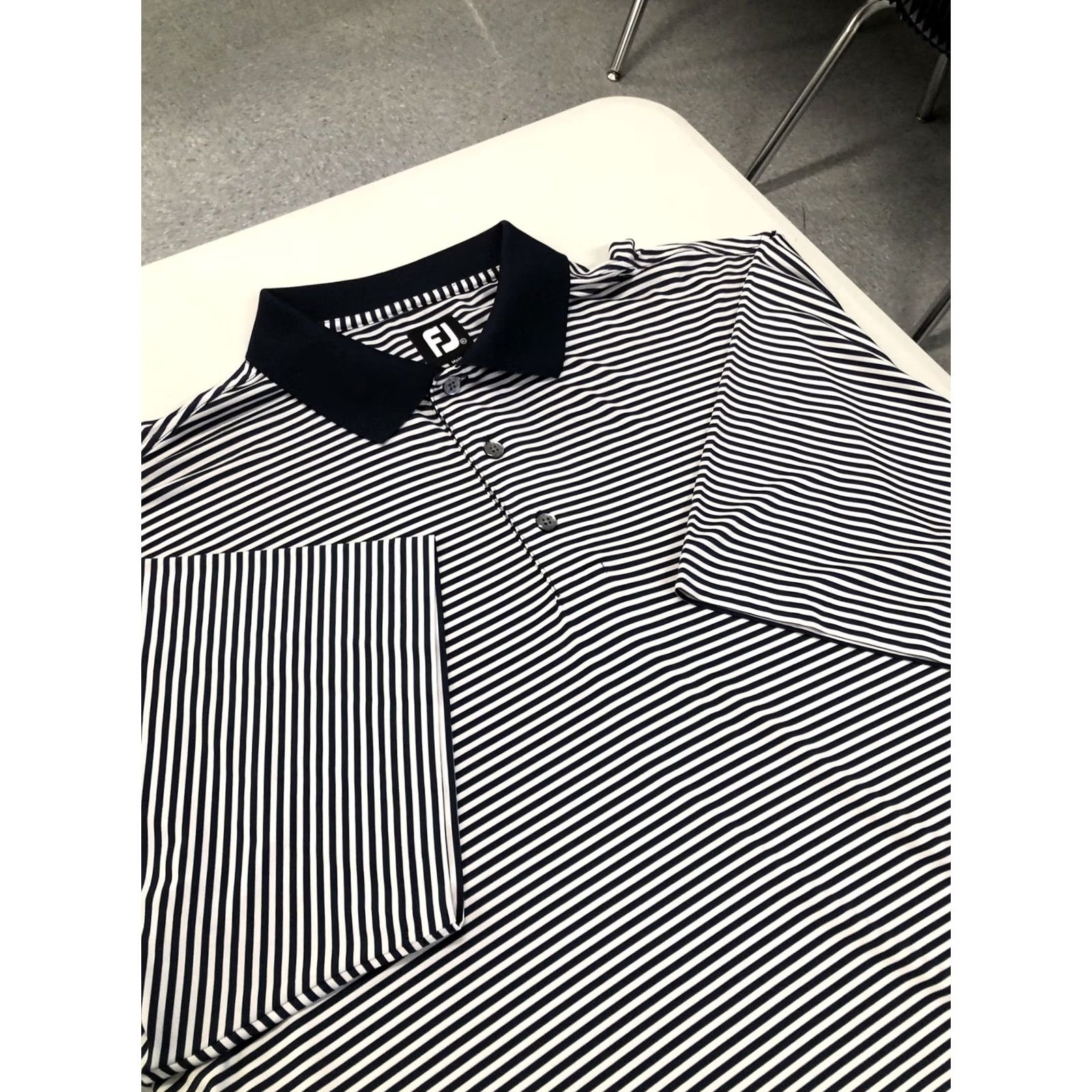 Footjoy FOOTJOY Shirt Mens XL GOLF Polo POLYESTER SPANDEX Blue White Striped Size US XL / EU 56 / 4 - 3 Thumbnail