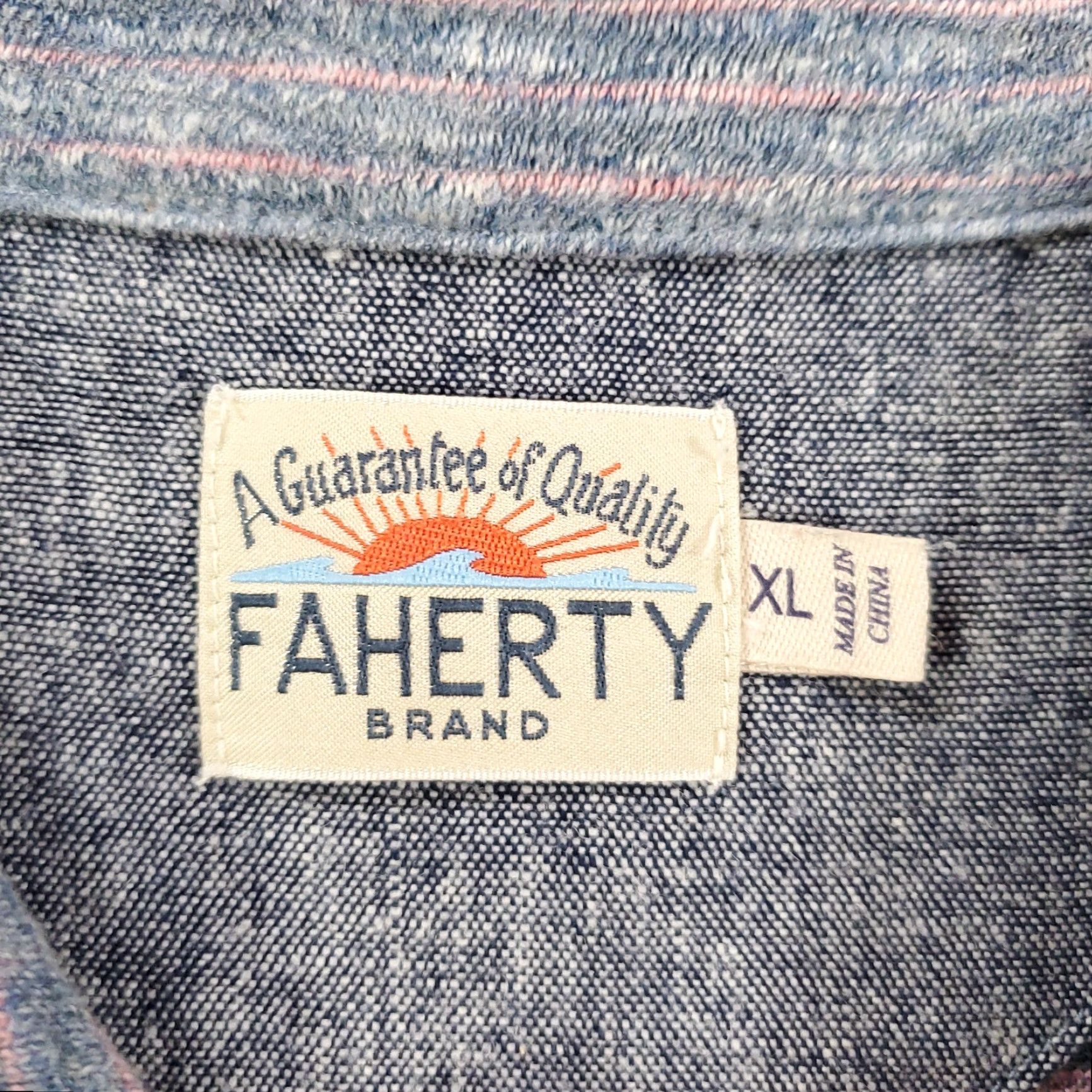 Faherty Faherty Shirt Mens XL Gray Polo Multicolor Pinstripes Short Sleeve Heathered Size US XL / EU 56 / 4 - 6 Thumbnail
