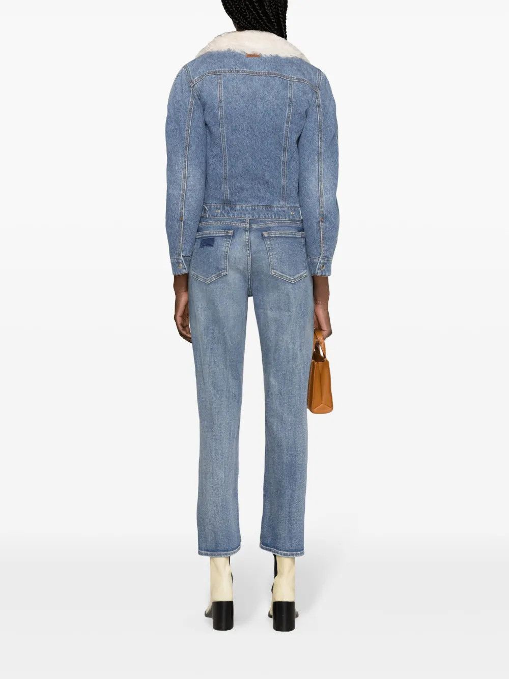 Chloe o1loc1c10425 Shearling Collar Denim Jacket Foggy in Blue Size M / US 6-8 / IT 42-44 - 4 Thumbnail