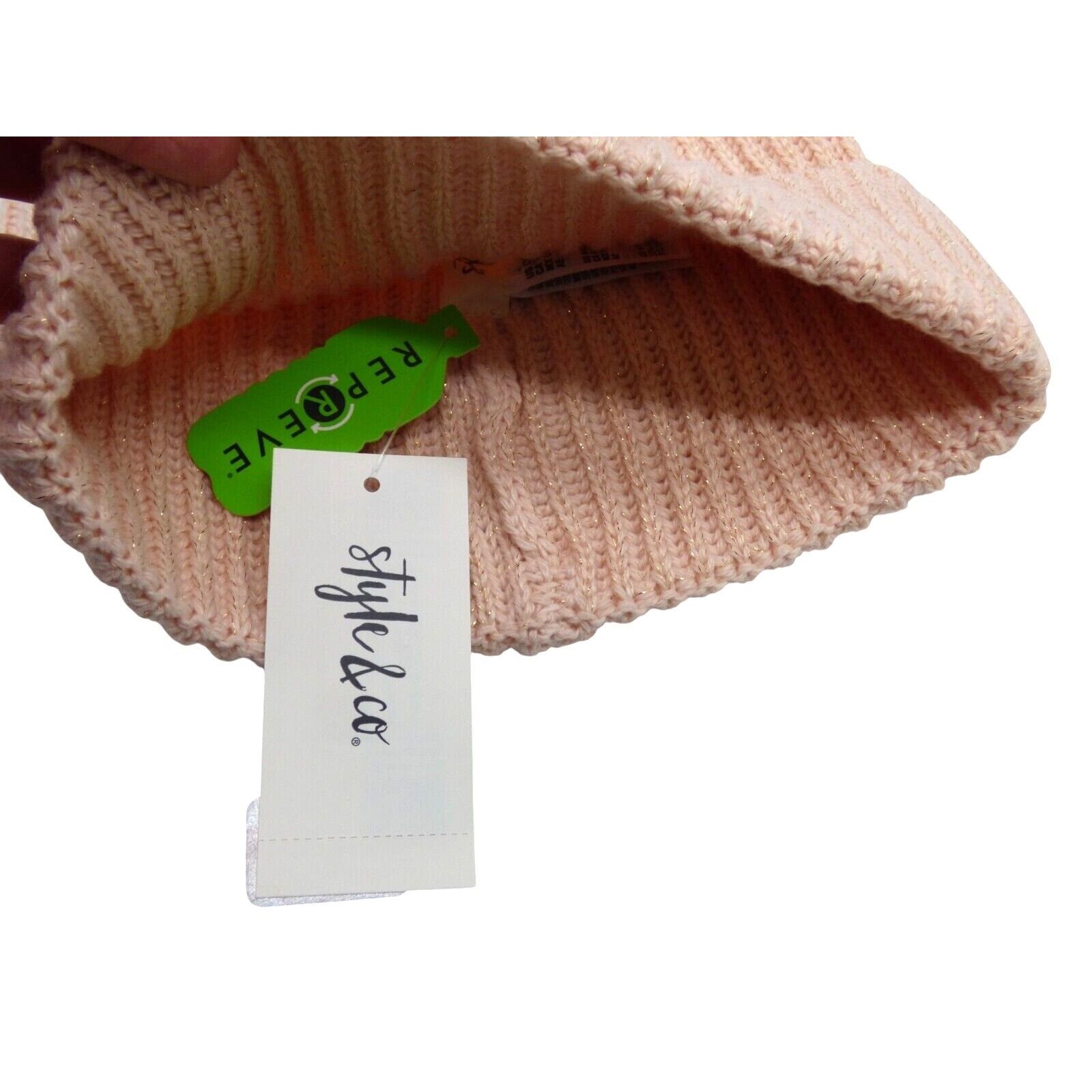 Other Style & Co Women's Solid Shine Cuff Beanie, Blush Size ONE SIZE - 5 Thumbnail