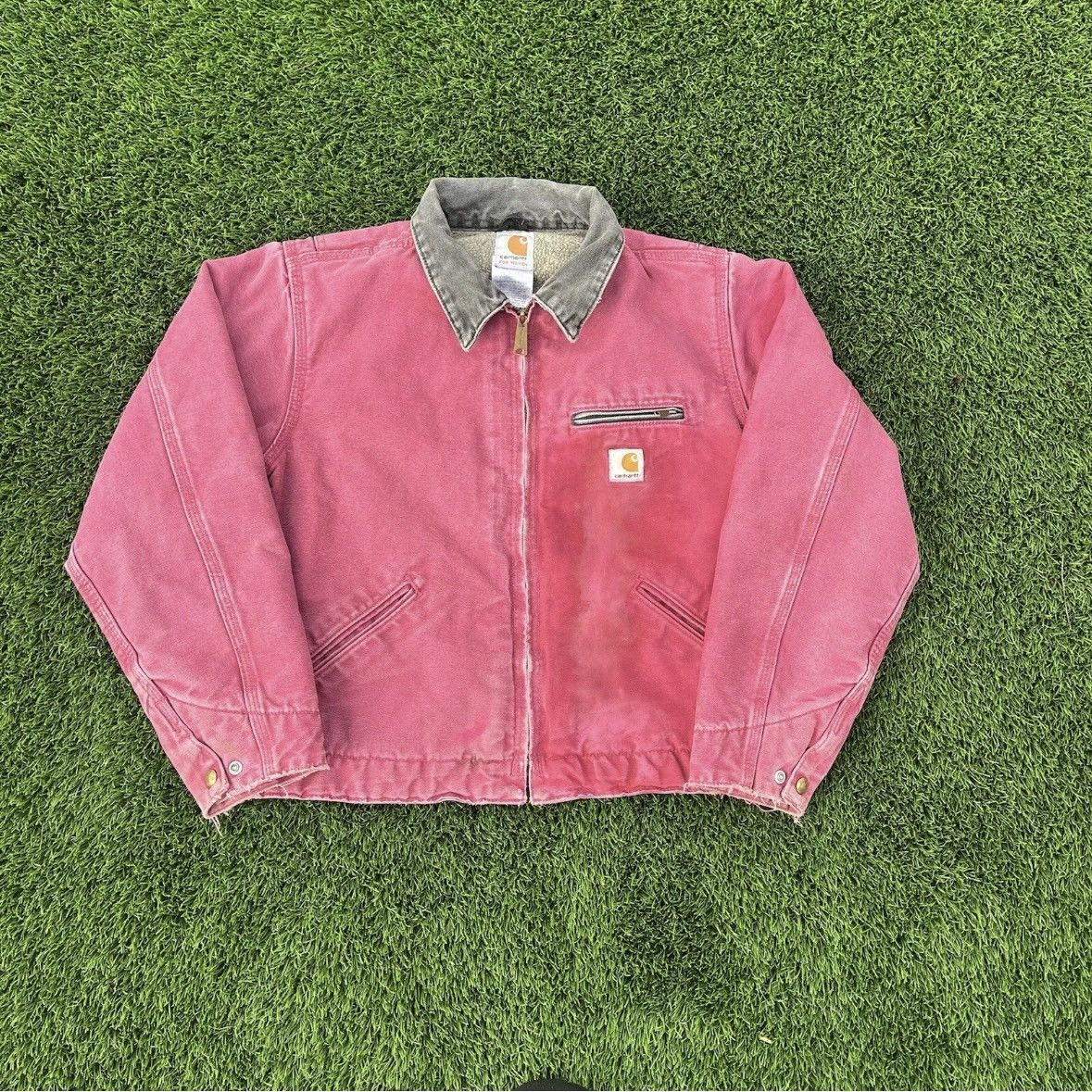 image of Vintage Pink Carhartt Detroit Blanket Lined Jacket, Women's (Size Small)