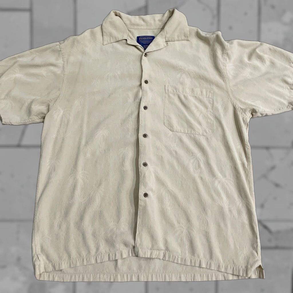 Pendleton Pendleton 100% silk button-down shirt Mens M Short Sleeve Beige Hawaii Style Button-Up Collared Shirt Size US M / EU 48-50 / 2 - 1 Thumbnail