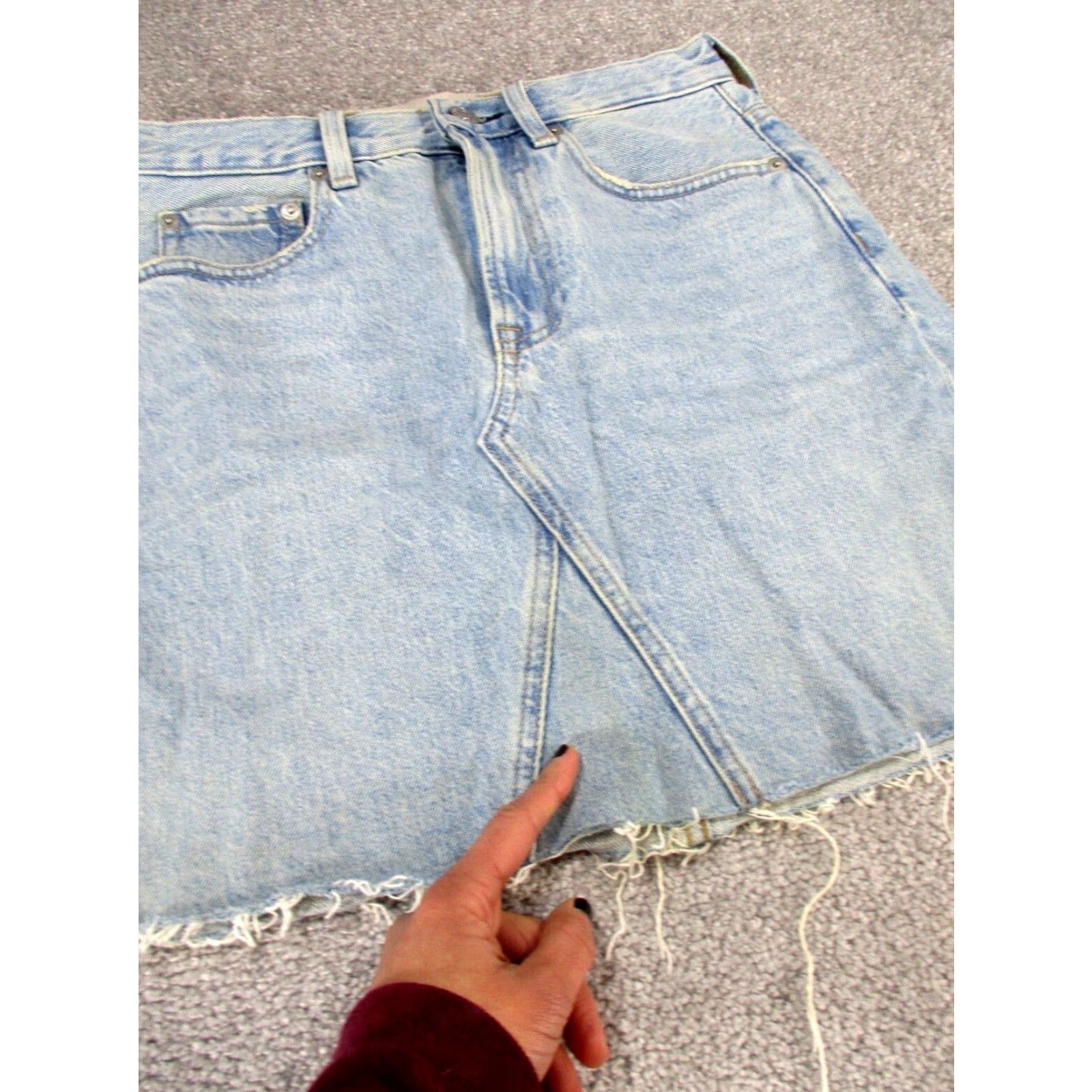 Everlane Vintage Everlane Denim Skirt Women’s 25 A-Line Short Blue Cotton Raw Hem 90s Size 42" / US 20 - 2 Thumbnail