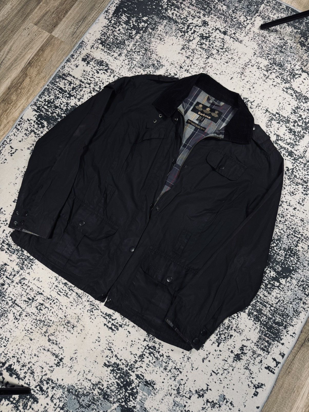 Barbour × Vintage Barbour bomber Light Jacket full pattern womens black 44 XL Size US XL / EU 56 / 4 - 3 Thumbnail