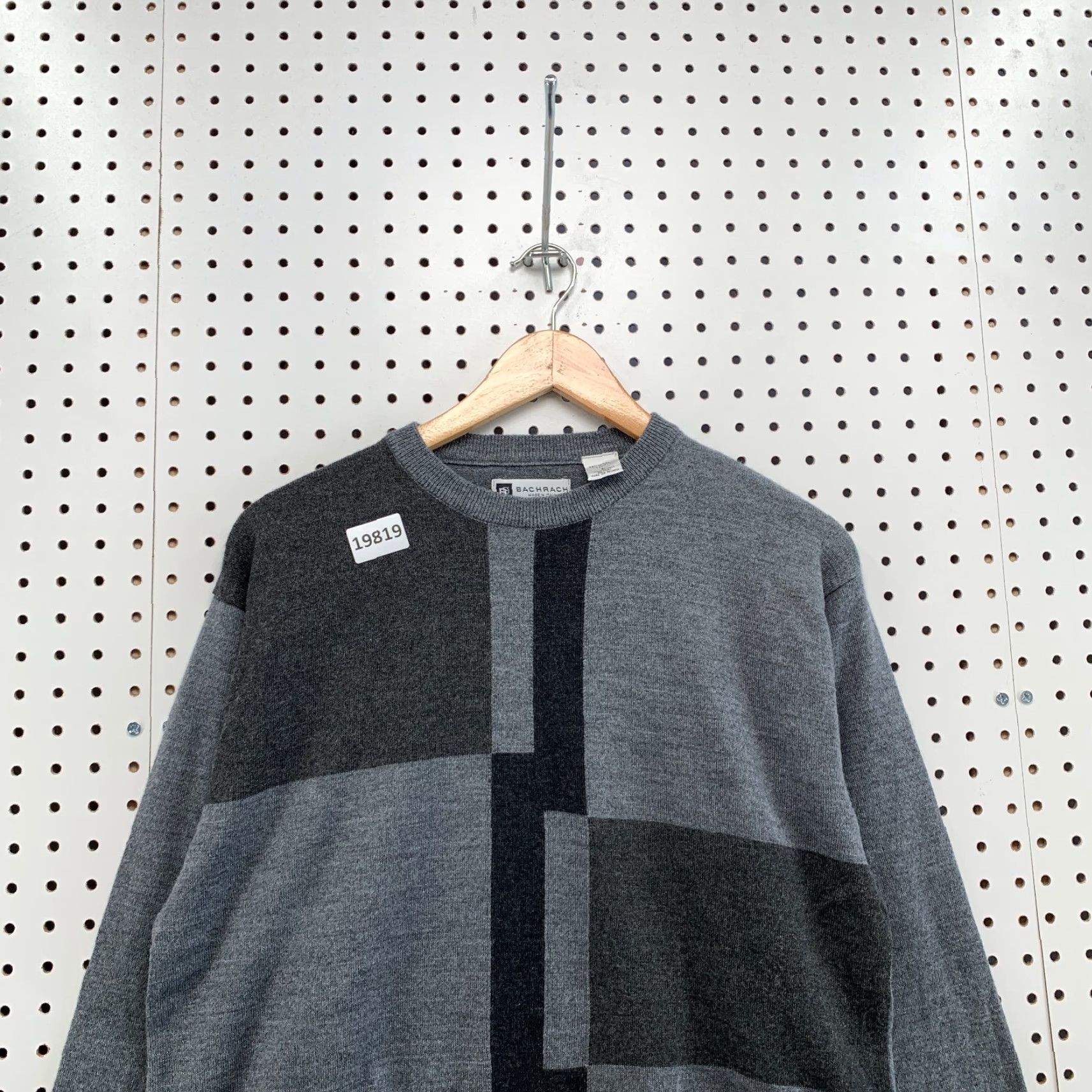 Vintage Bachrach Wool Blend Sweater Gray Made In Italy Long Sleeve Mens Large 22x28 Size US L / EU 52-54 / 3 - 2 Thumbnail