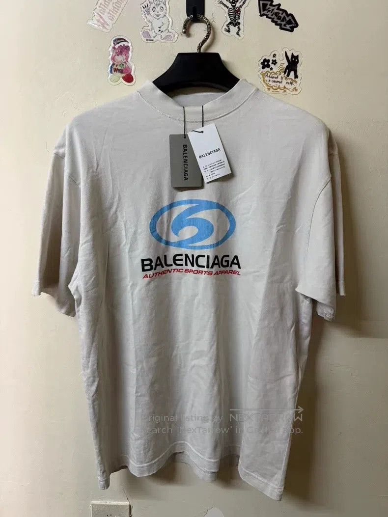 Balenciaga Balenciaga Wave Destruction Logo Short Sleeve T-Shirt Beig Size US XS / EU 42 / 0 - 1 Thumbnail
