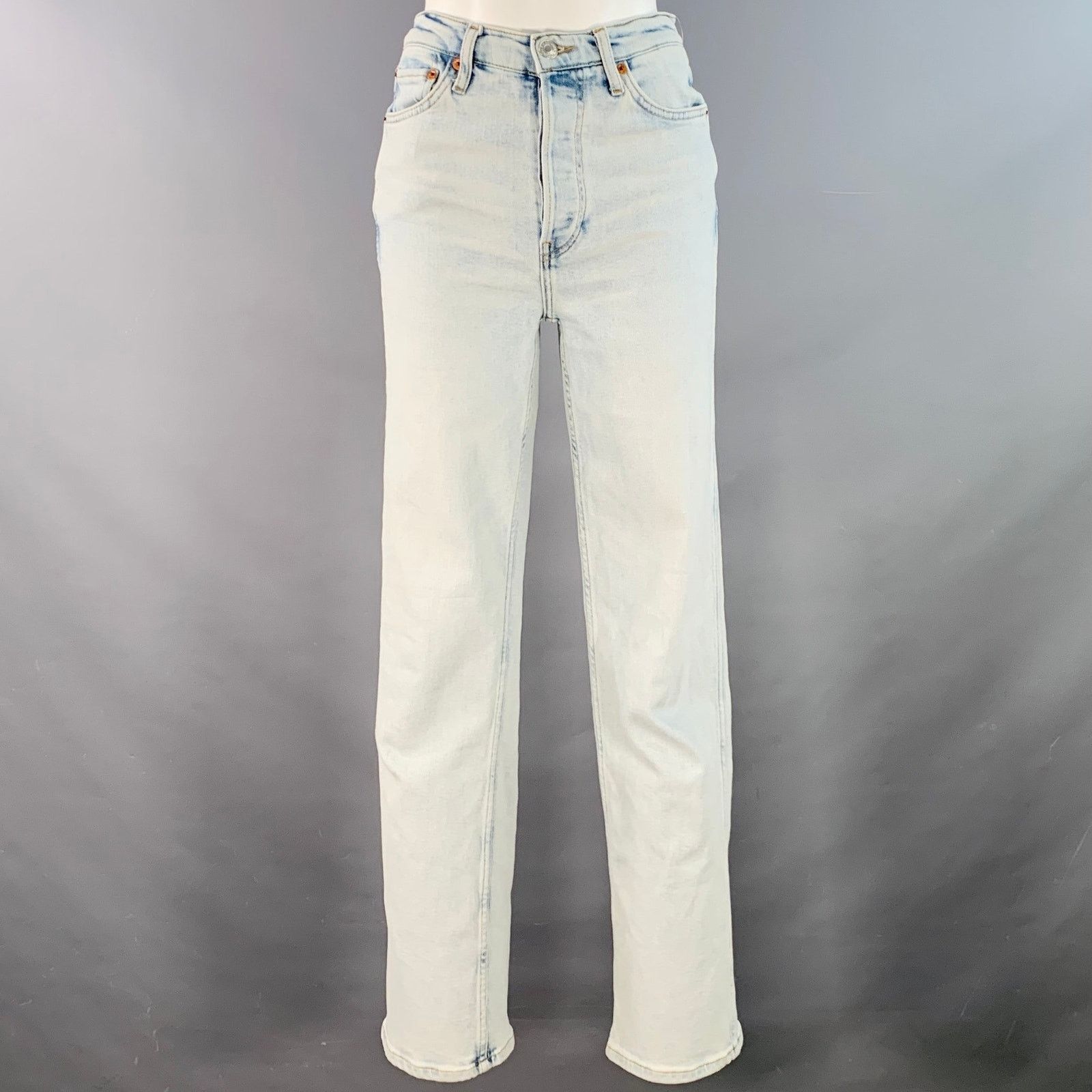 RE/DONE 26 90s High Rise Loose Blue Cotton Blend Button Fly Jeans Size 26" / US 2 / IT 38 - 1 Thumbnail