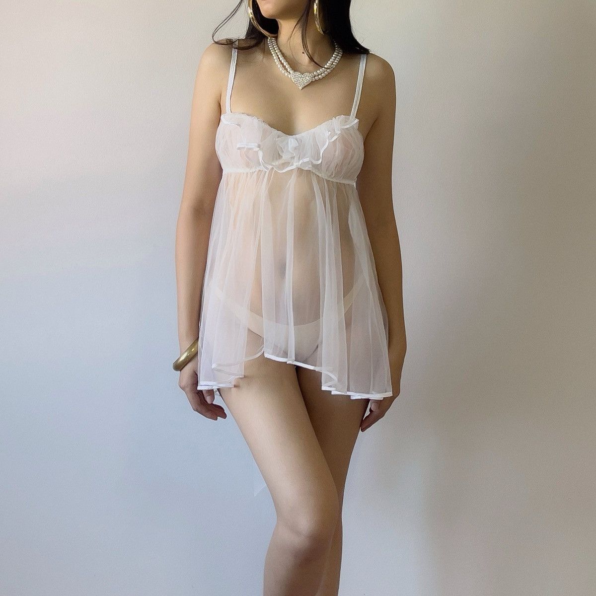 Victoria's Secret Victoria’s Secret White Mesh Sheer Mini Slip Dress (XS-S) Size S / US 4 / IT 40 - 1 Thumbnail