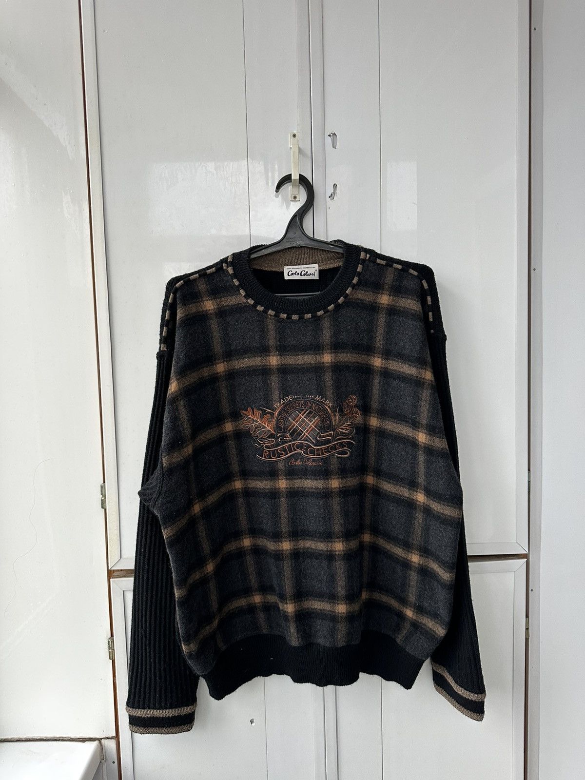 Carlo Colucci Vintage Carlo Colucci Knit Sweater Patchwork Brown Size US L / EU 52-54 / 3 - 1 Thumbnail