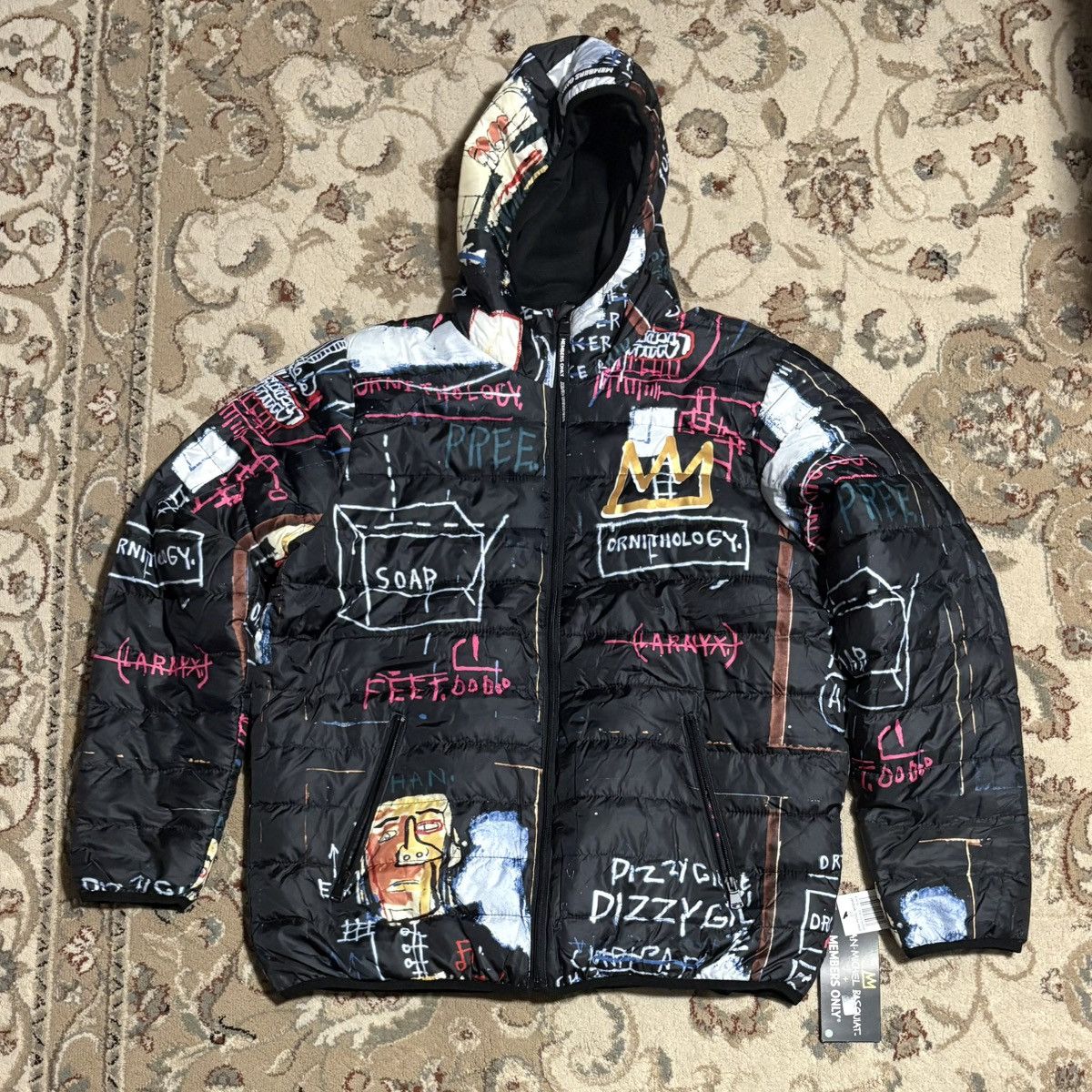 NEW Members Only Jean-Michel Basquiat Graphic Puffer Jacket