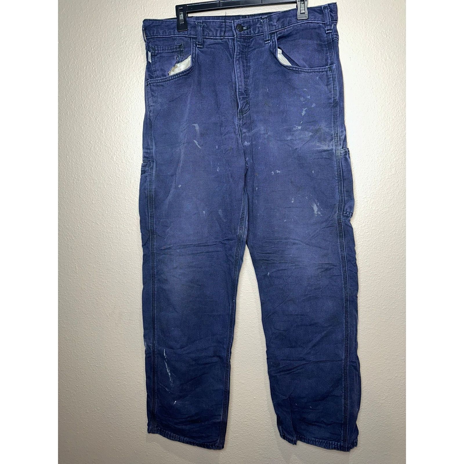 Carhartt 👖 Carhartt Men's Cotton Blend Work Pants Blue 34x32 Size US 32 / EU 48 - 1 Thumbnail