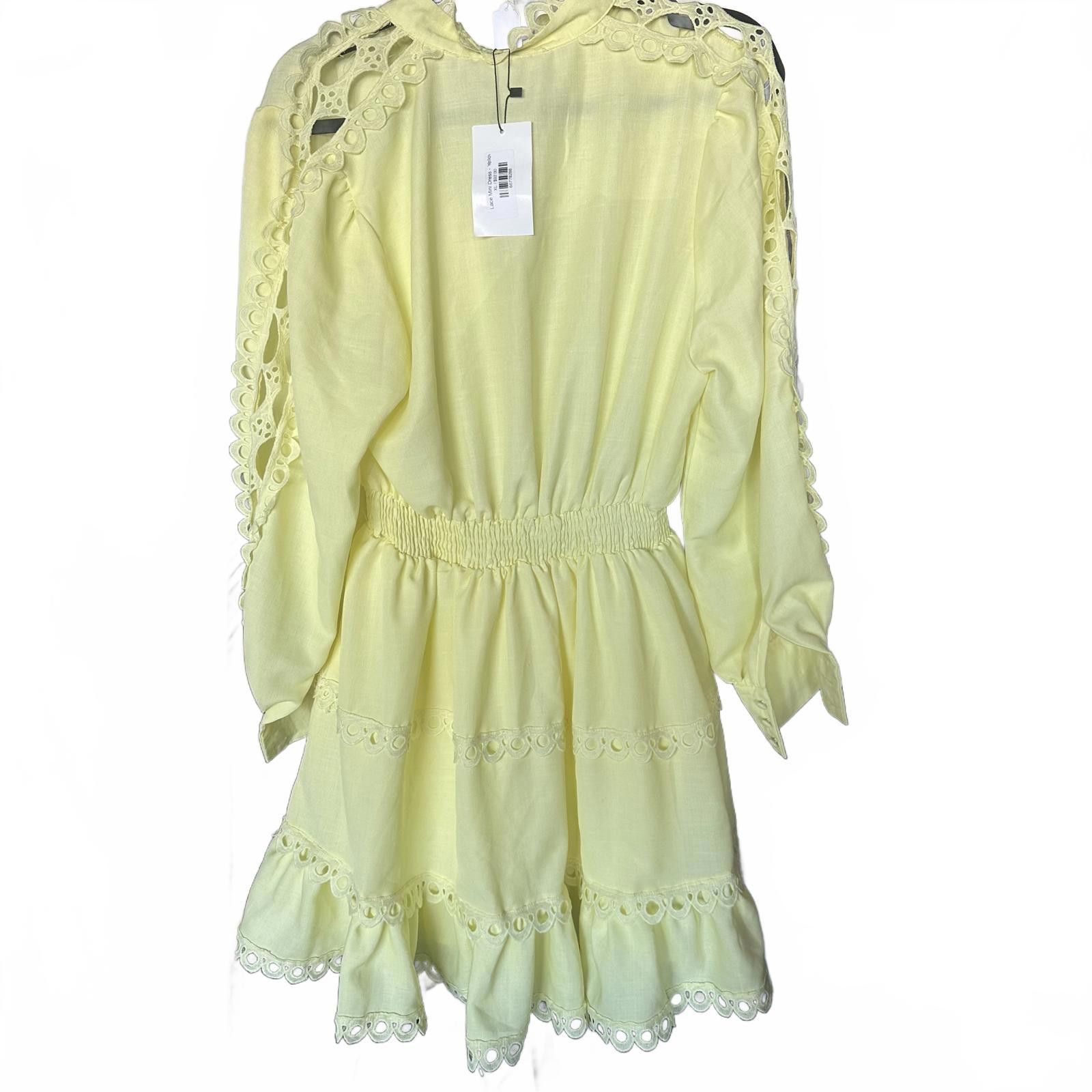 Designer Chic Yellow Lace-Trimmed Dress Size XL / US 12-14 / IT 48-50 - 1 Preview