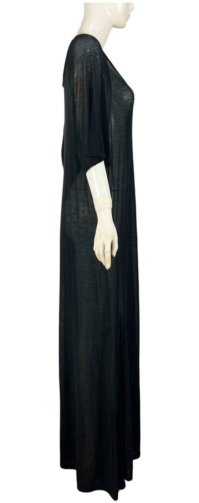 Yohji Yamamoto Yohji Yamamoto SS03 Sheer Black Cotton Jersey Maxi Dress Size L / US 10 / IT 46 - 2 Thumbnail