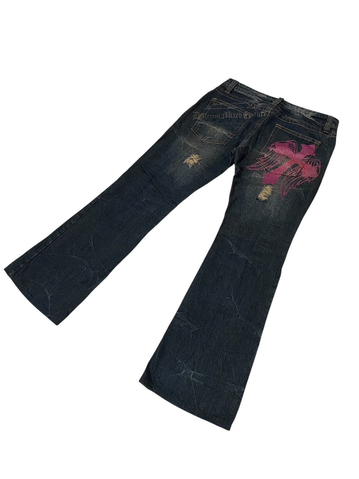 If Six Was Nine Sorrired cross logo with poems flared jeans Size US 33 - 7 Thumbnail