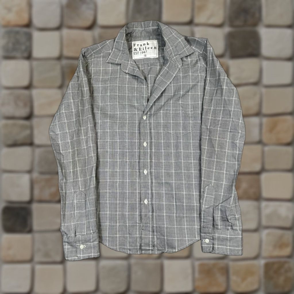 Frank & Eileen Frank & Eileen Shirt Small Gray White Cotton Button-Up Casual Classic Check Womens Size S / US 4 / IT 40 - 1 Thumbnail