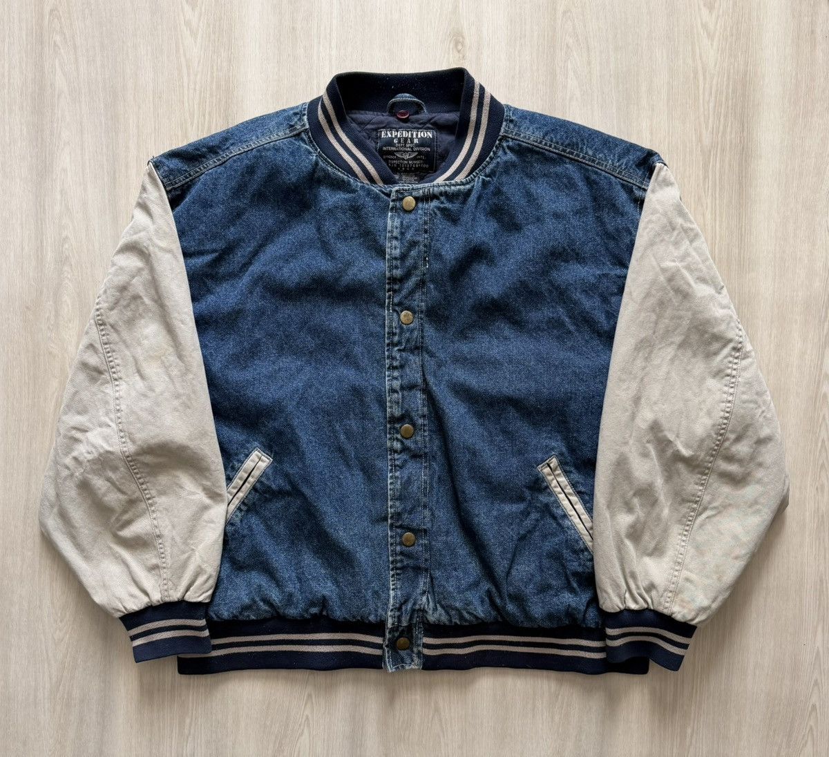 Vintage Vintage Expedition Gear Denim Jean Varsity Bomber Sz XL Size US XL / EU 56 / 4 - 1 Thumbnail