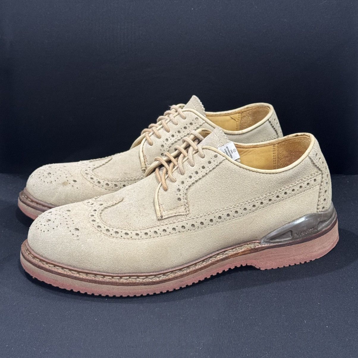 VISVIM PATRICIAN SAND WT FOLK WINGTIP SUEDE SHOES