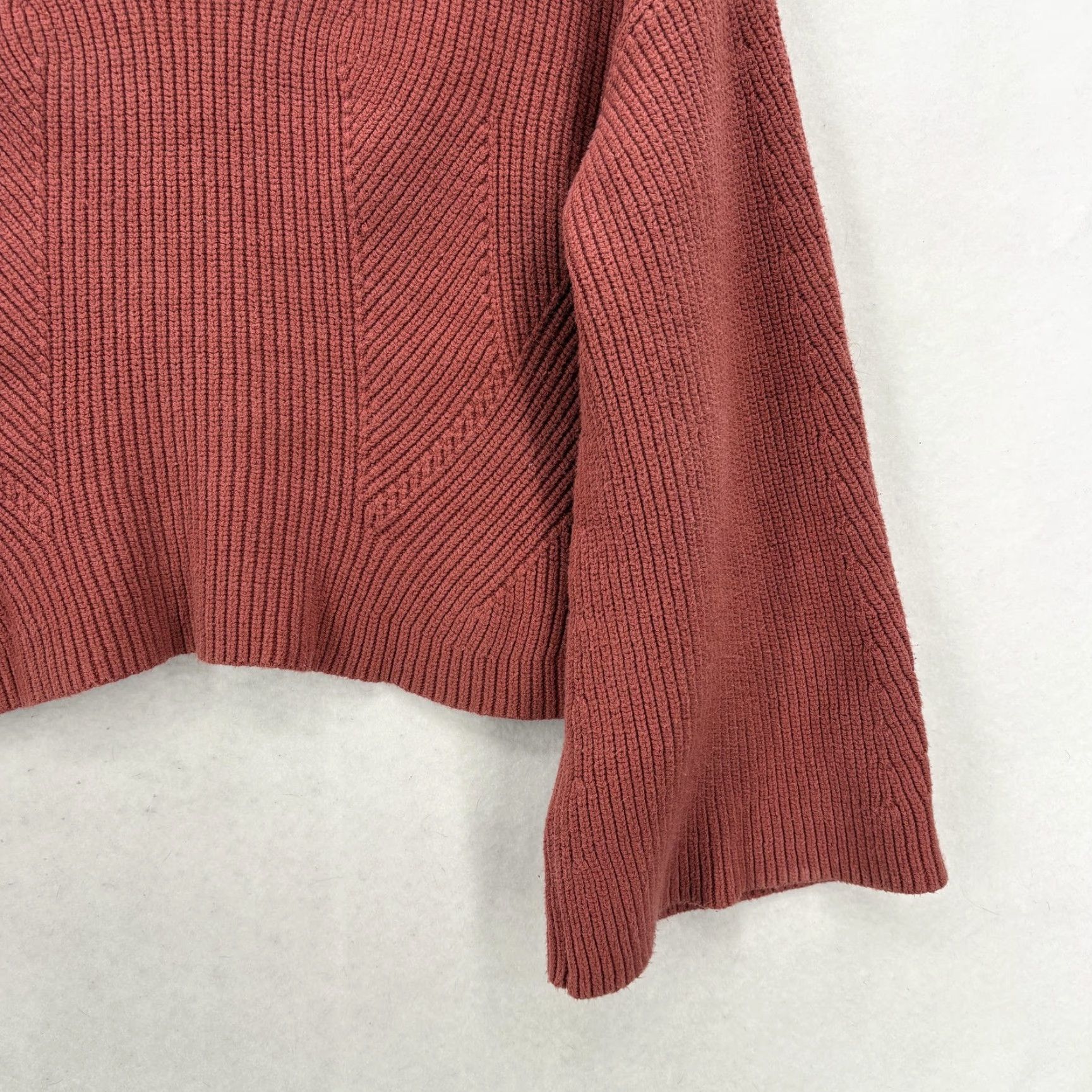 Vintage VINTAGE Anthropologie Maeve The Katey Mock Neck Bell Sleeve Sweater Womens Medium Rust Size M / US 6-8 / IT 42-44 - 3 Thumbnail