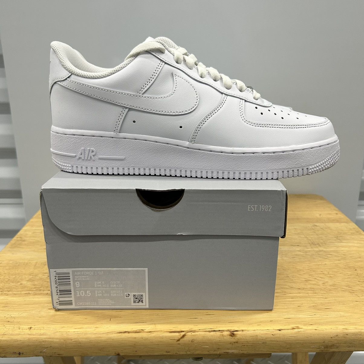 image of Nike Air Force 1 Low Triple White Sneakers Men's Size 9 New
