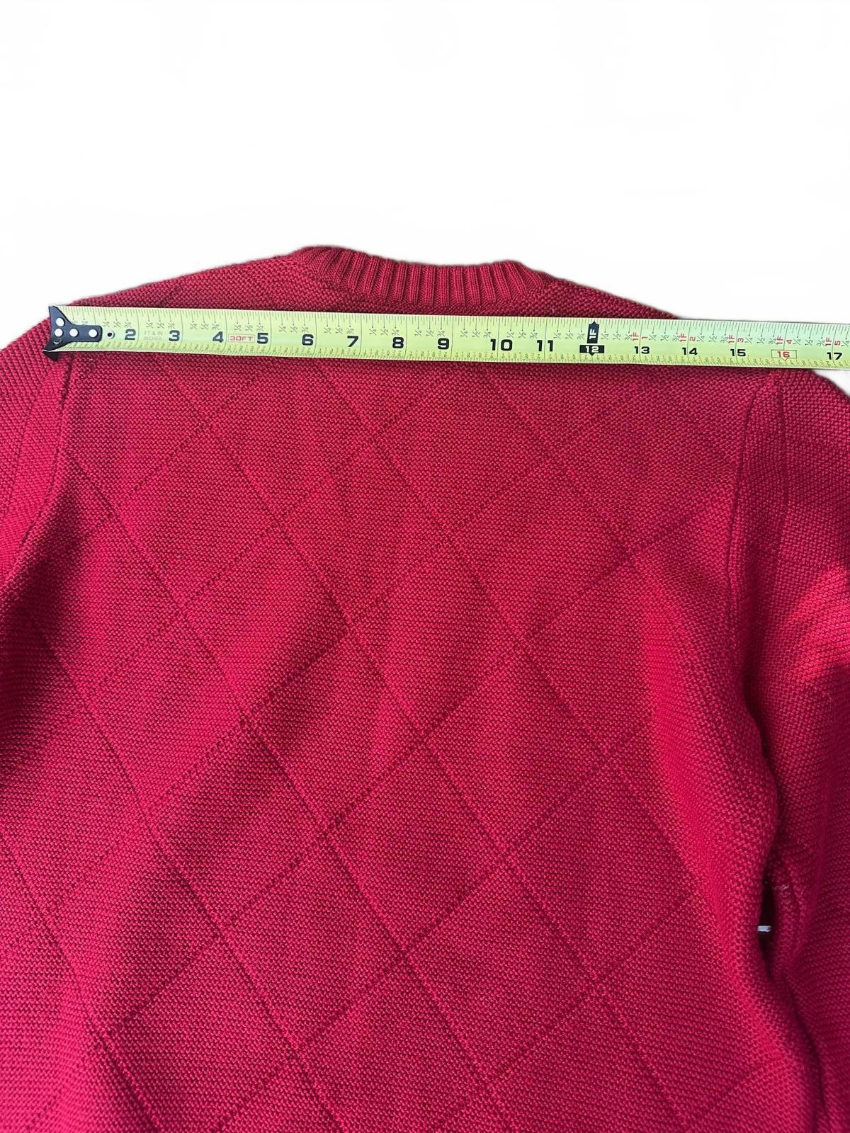 Designer Vintage Ellesse Made in Italy Red Diamond-Knit Sweater Size M / US 6-8 / IT 42-44 - 7 Thumbnail