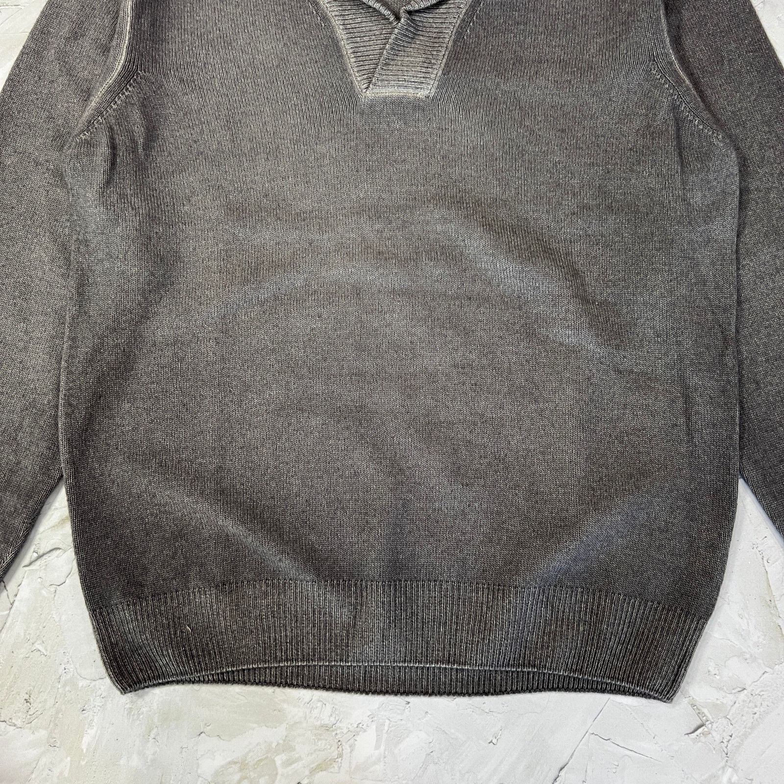 Altea Altea Wool Cashmere Shawl Collar V-Neck Sweater Gray Italy Size US XL / EU 56 / 4 - 8 Thumbnail