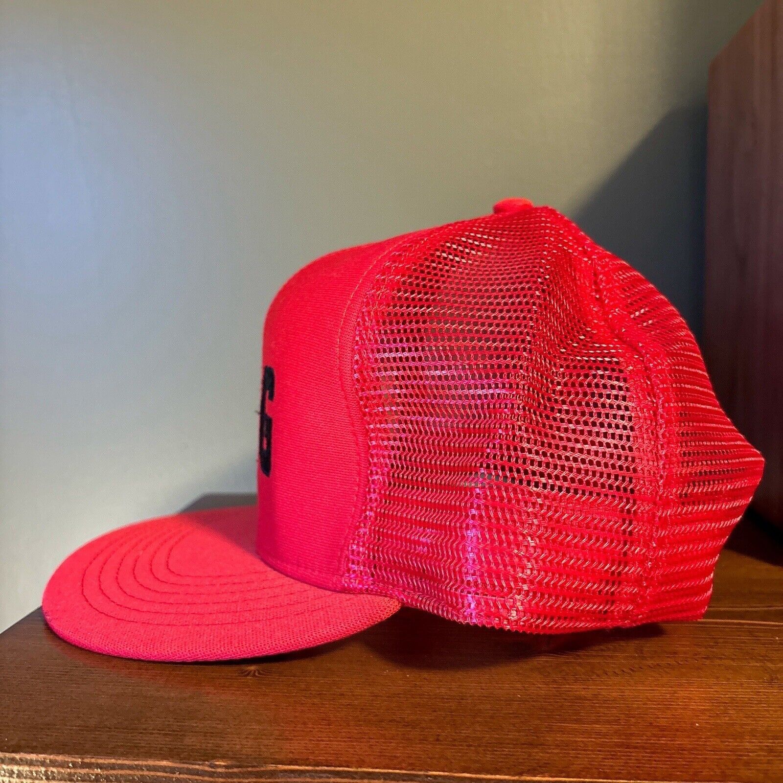 Designer Vintage TAG Sample Red Mesh Trucker Snapback Hat Size ONE SIZE - 3 Thumbnail