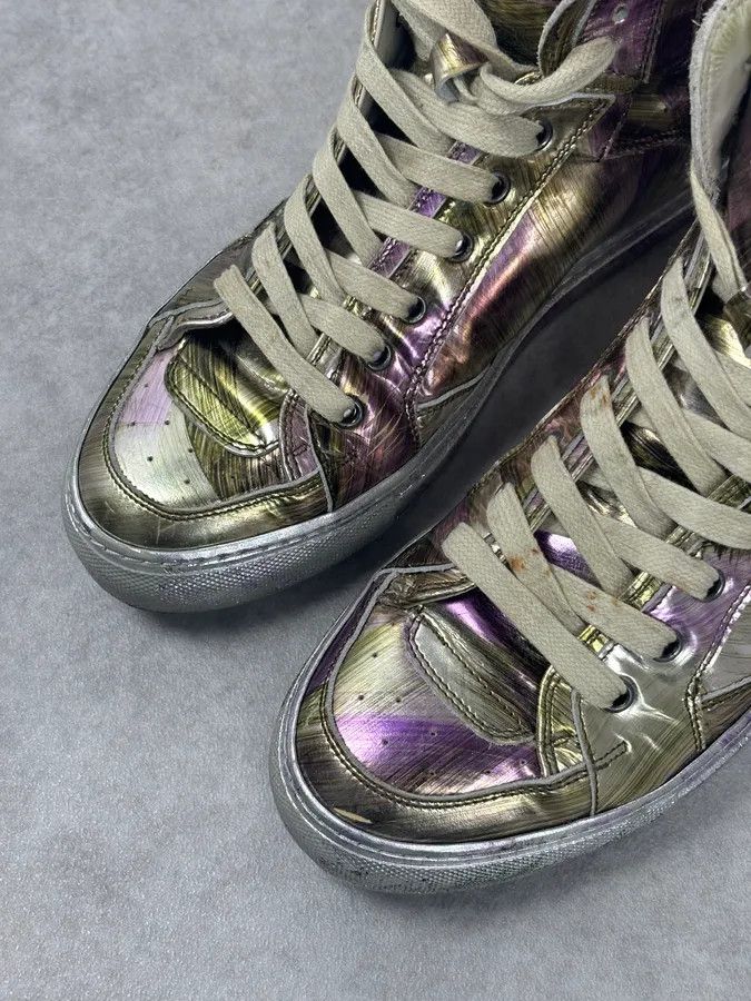 Maison Margiela MM6 Maison Margiela Purple Metallic Leather High Sneakers Size US 8 / IT 38 - 6 Thumbnail