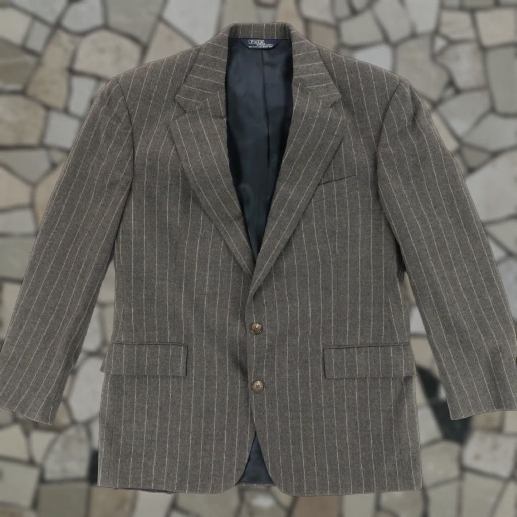 Polo Ralph Lauren Polo Ralph Lauren Cashmere Blend Pin Striped Blazer Charcoal Men's 42 Jacket Size US XL / EU 56 / 4 - 1 Thumbnail