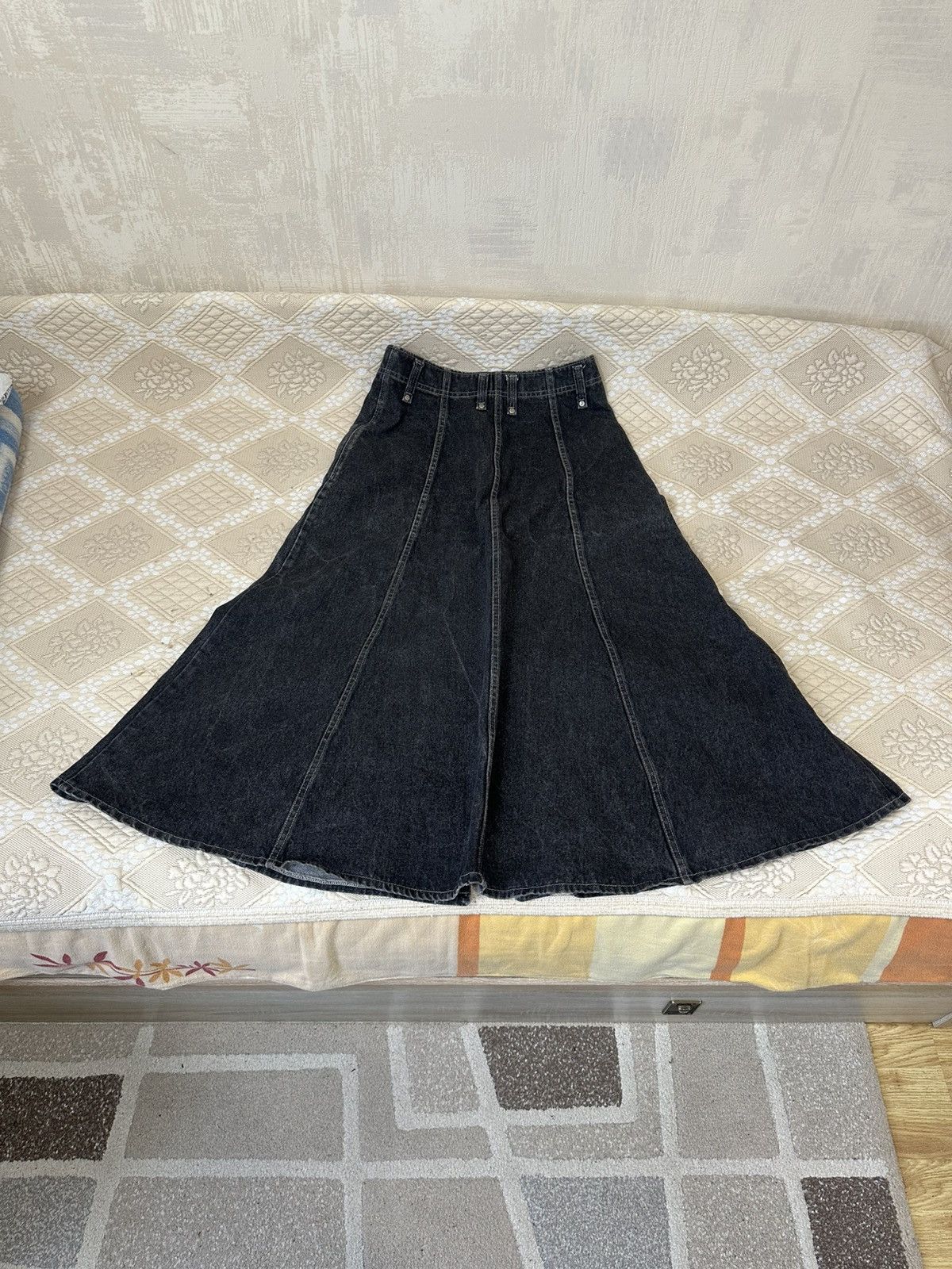 Versace Jeans Couture 🔥 Versace Jeans Couture RARE Maxi Denim Skirt Heavy Cotton Size 33" - 4 Thumbnail