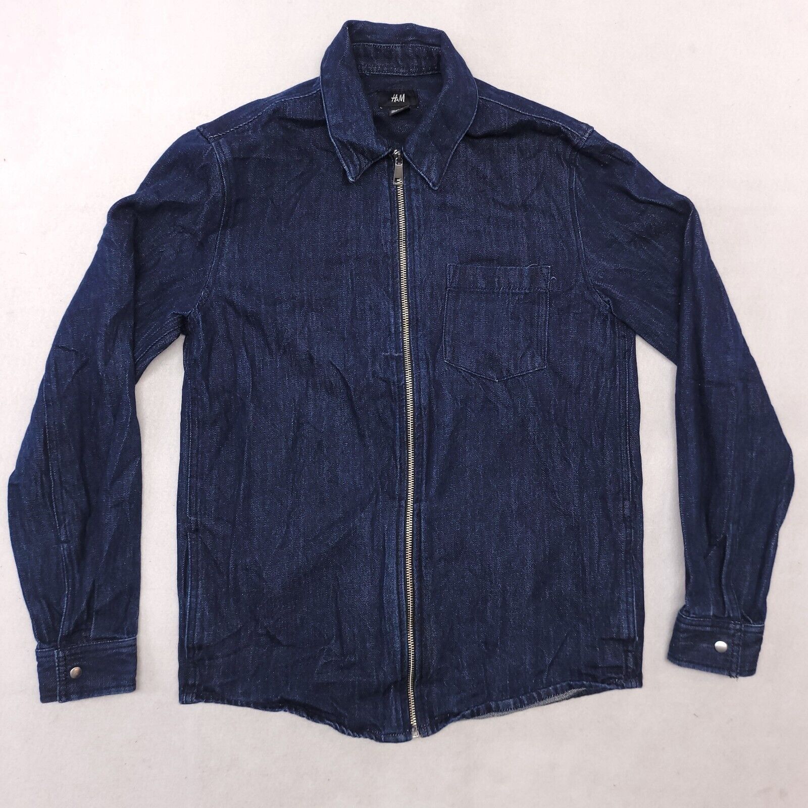 H&M H&M Zip Up Long Sleeve Denim Jean Jacket Womens Size S Blue Size S / US 4 / IT 40 - 2 Thumbnail