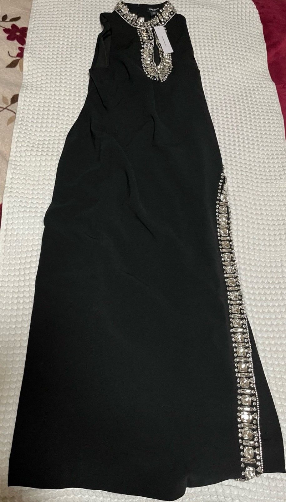 Karen Millen Crystal Embellished Woven Thigh Split Midi Dress Size M / US 6-8 / IT 42-44 - 3 Thumbnail