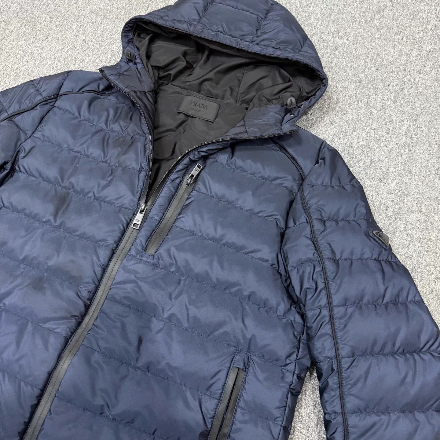 Prada Prada navy blue tri-logo down jacket 50 95 new Size US M / EU 48-50 / 2 - 3 Thumbnail