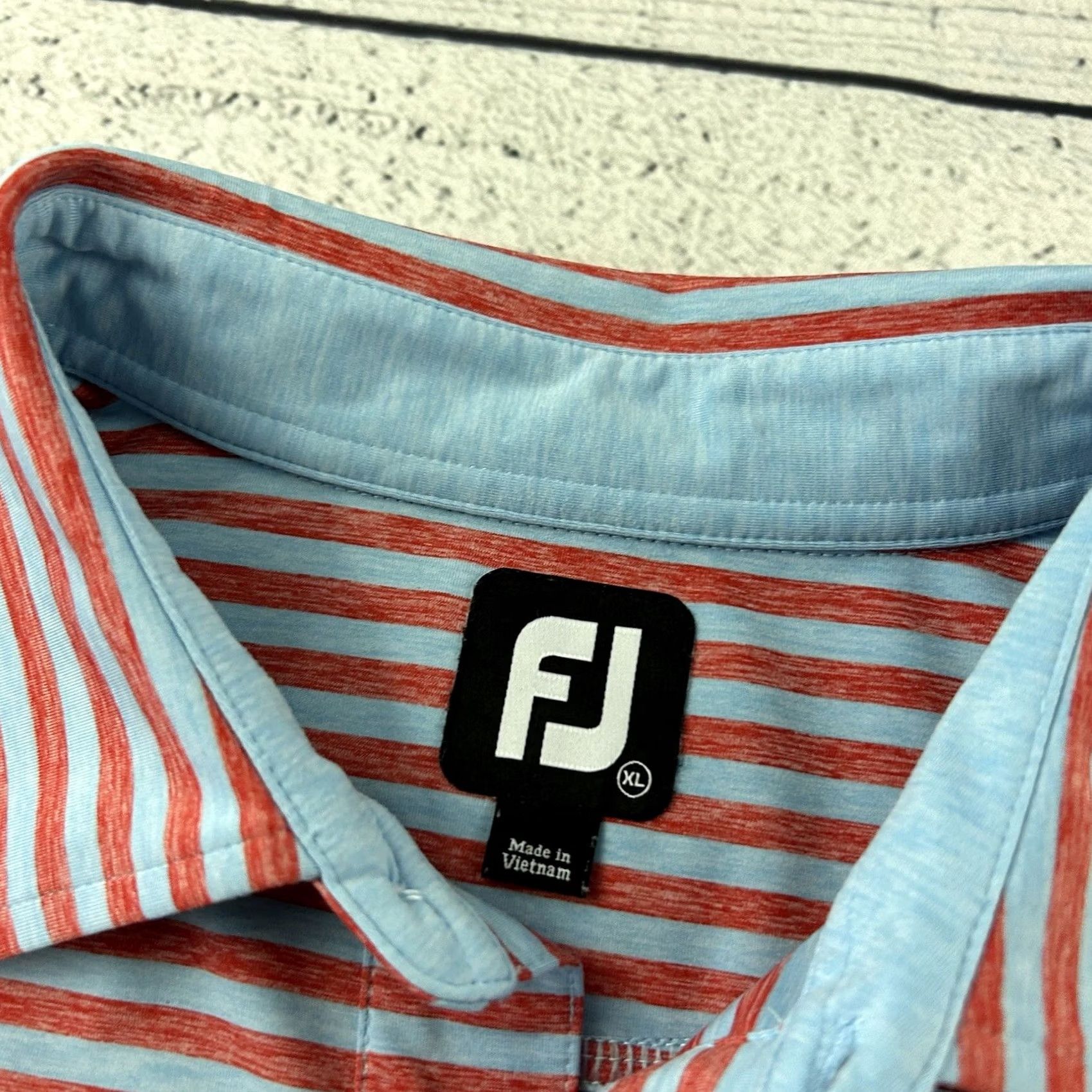 Footjoy FootJoy Broadmoor Striped Short Sleeve Golf Polo Shirt Men's XL Red Blue Shirt Mens XL Red Blue Striped Golf Polo FootJoy Size US XL / EU 56 / 4 - 2 Thumbnail